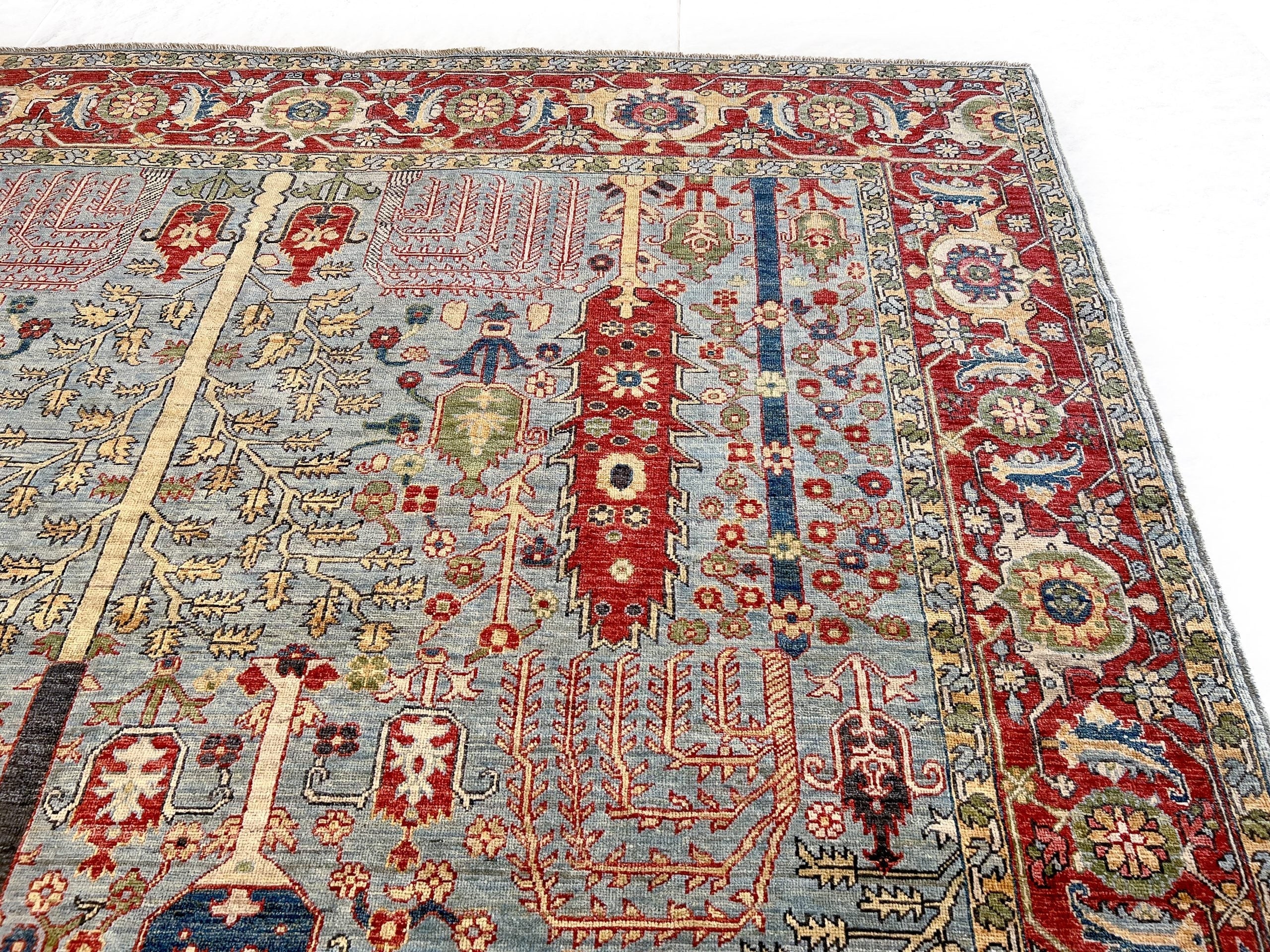 Afghan Sultanabad (9'02"x11'11") lt.blue/red - Image 6