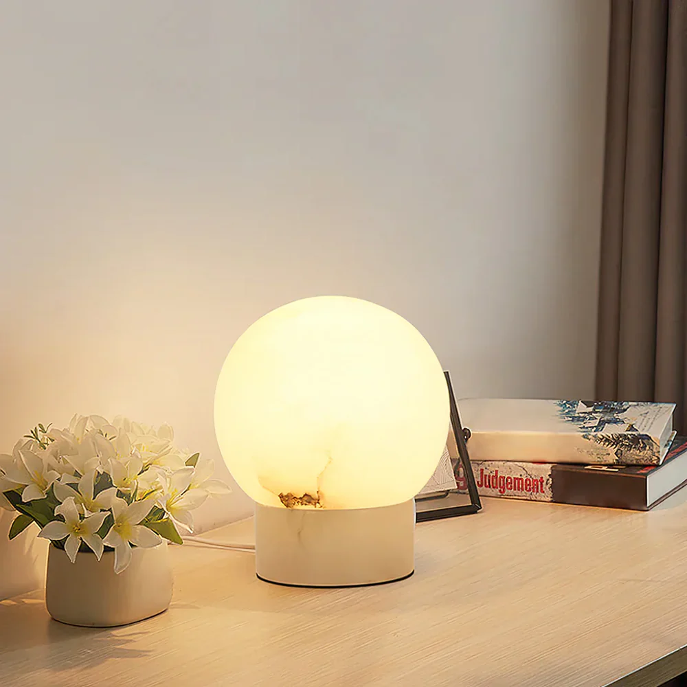 Alabaster Ball Round Table Lamp - Image 3