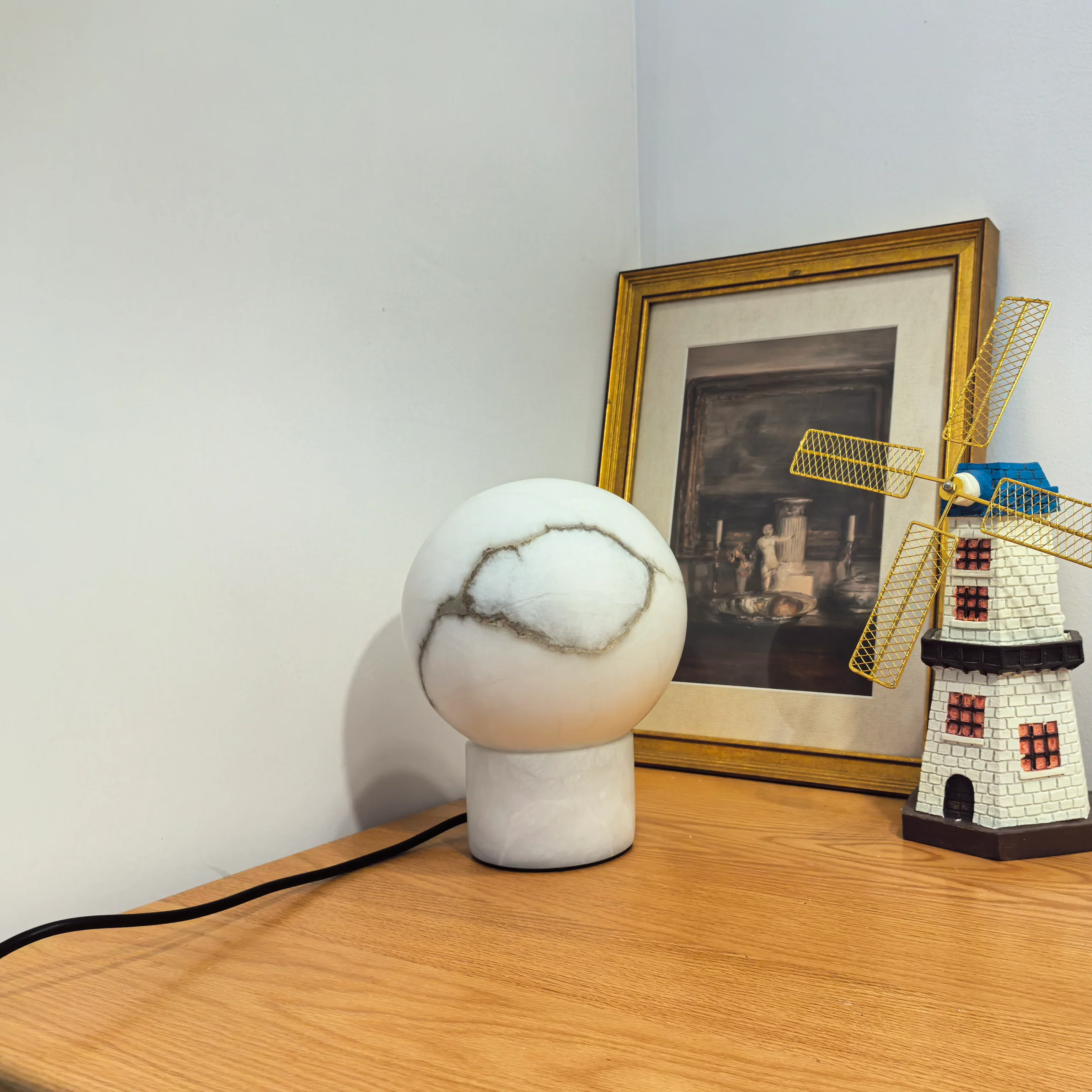 Alabaster Ball Round Table Lamp - Image 8