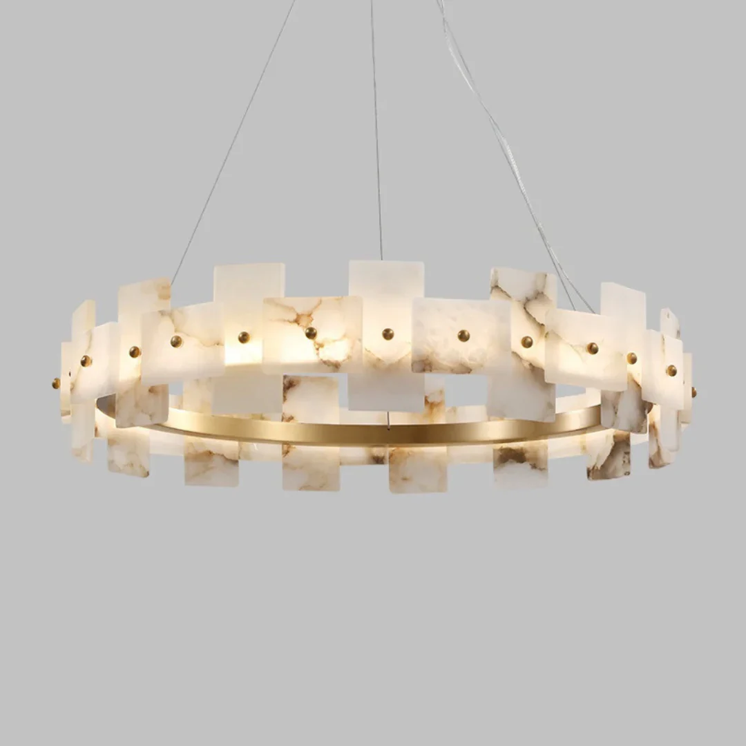 Alabaster Halo Brass Chandelier - Image 30