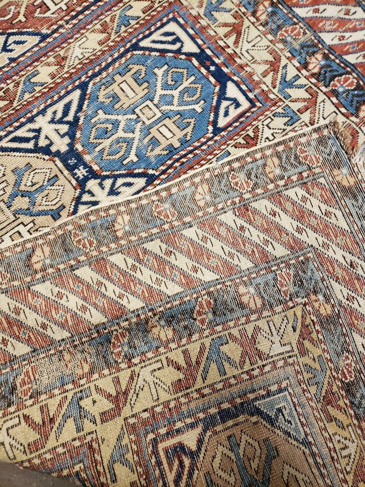 Antique Caucasian Rug 3x5, Shirvan Kazak Tribal Carpet - Image 10