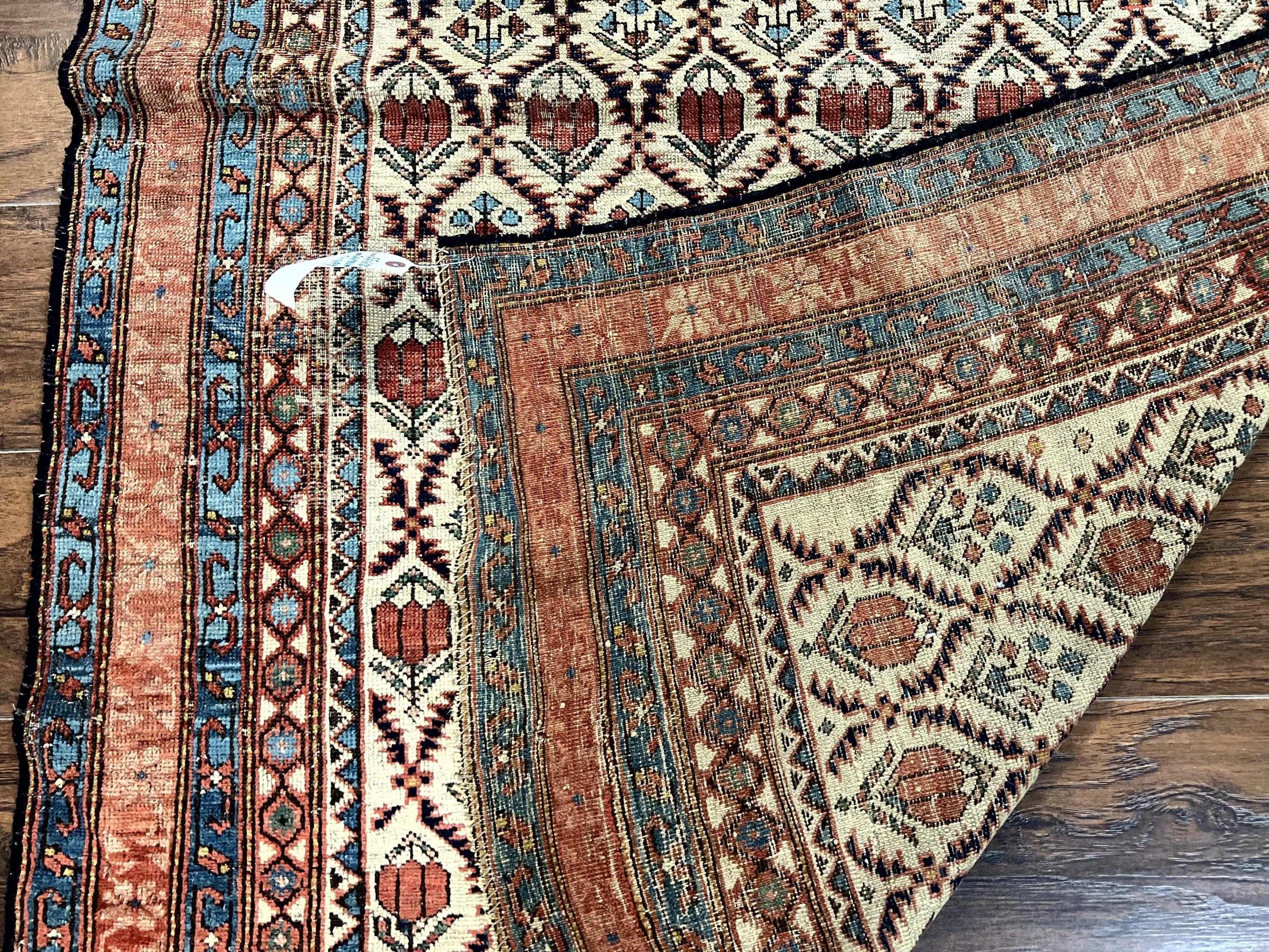 Antique Caucasian Rug 4x6, Hand Knotted Wool Carpet, Shirvan Rug - Image 10