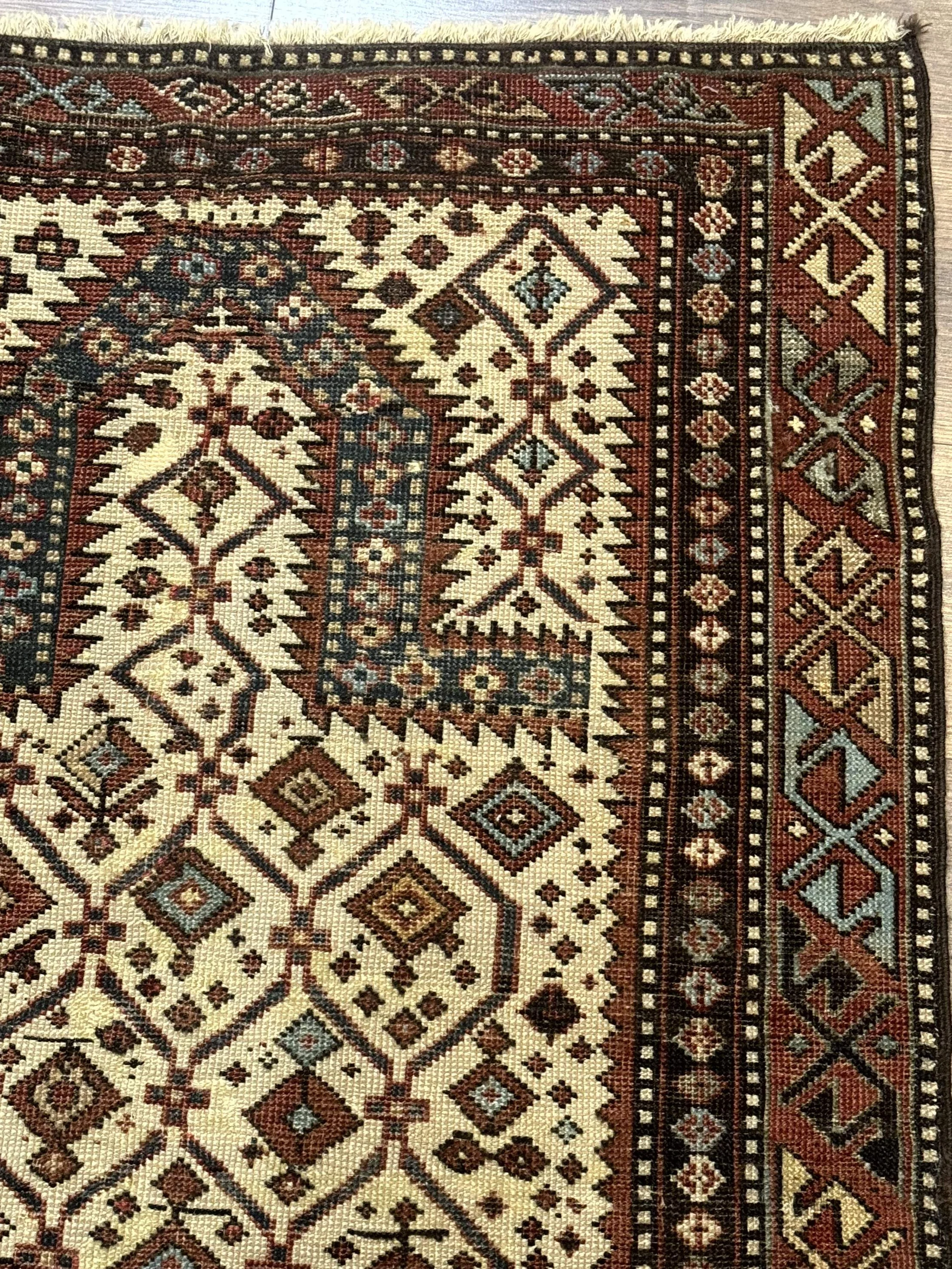 Antique Caucasian Shirvan Rug 3x5, Dagestan Prayer Rug, Collectible, Early 20th Century Rug - Image 7
