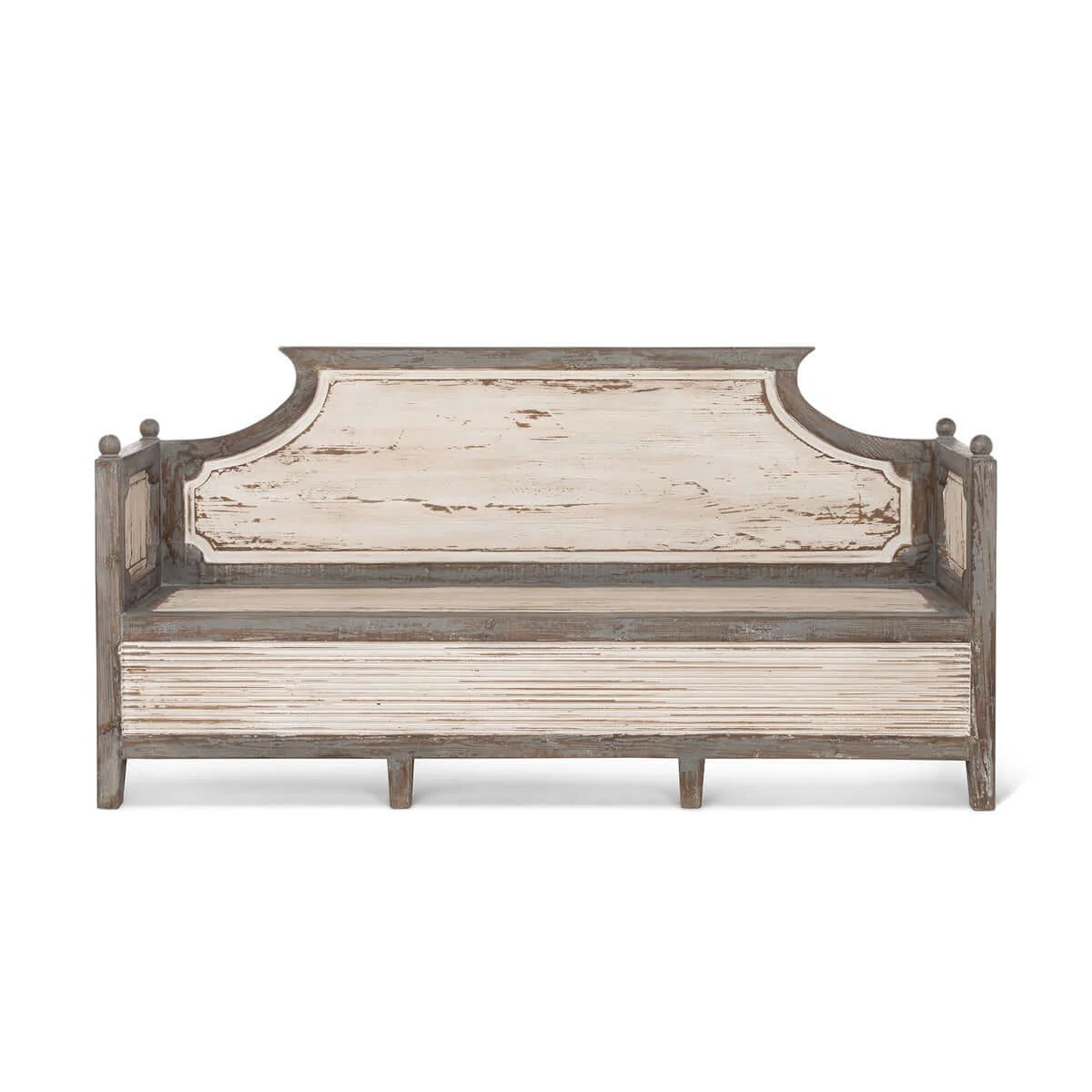Antique Distressed Wood French Country Bench - Image 4