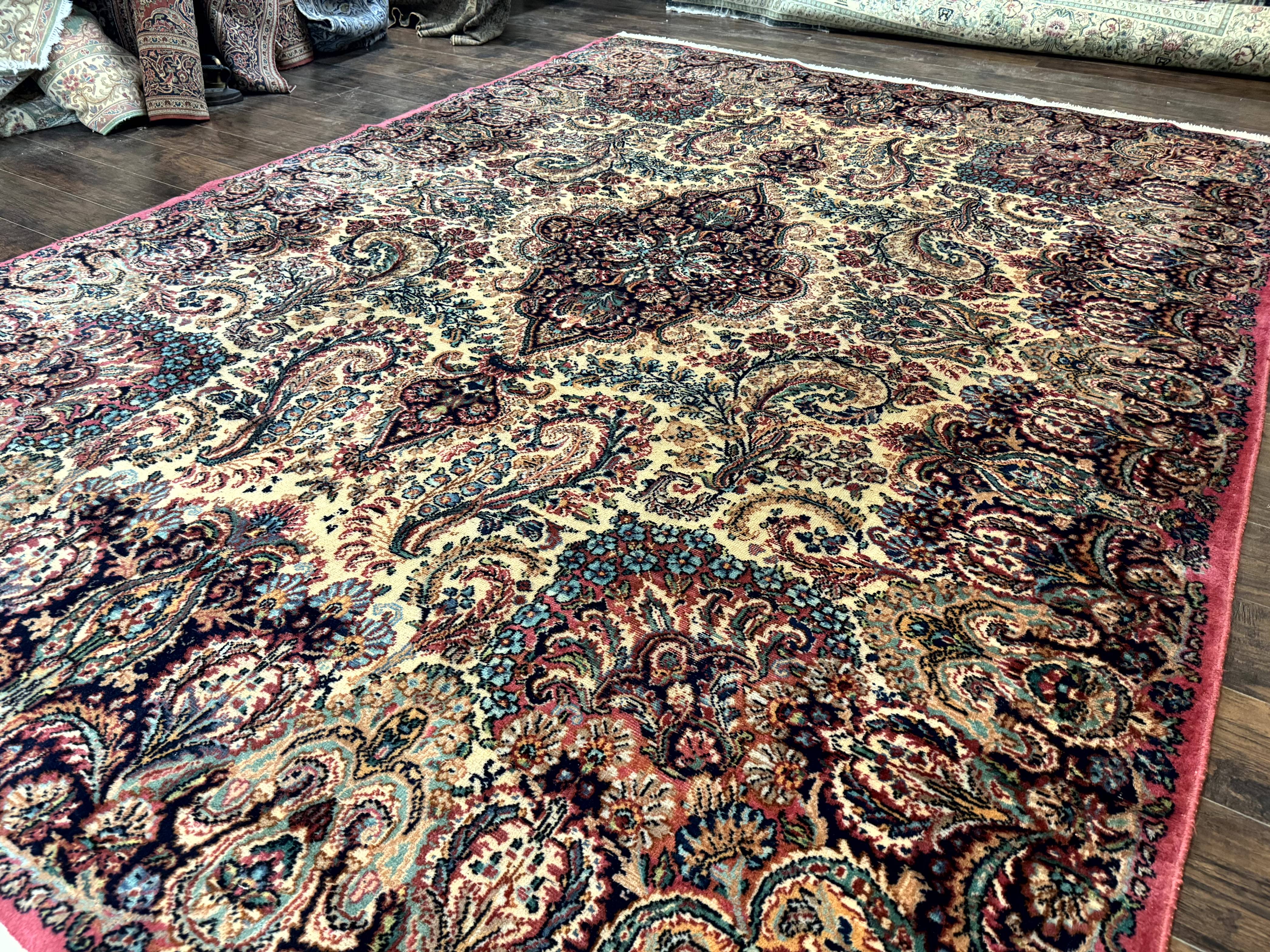 Antique Karastan Kirman Rug 8.8 x 12, Imperial Karastan #1427, Ivory Kirman - Image 2