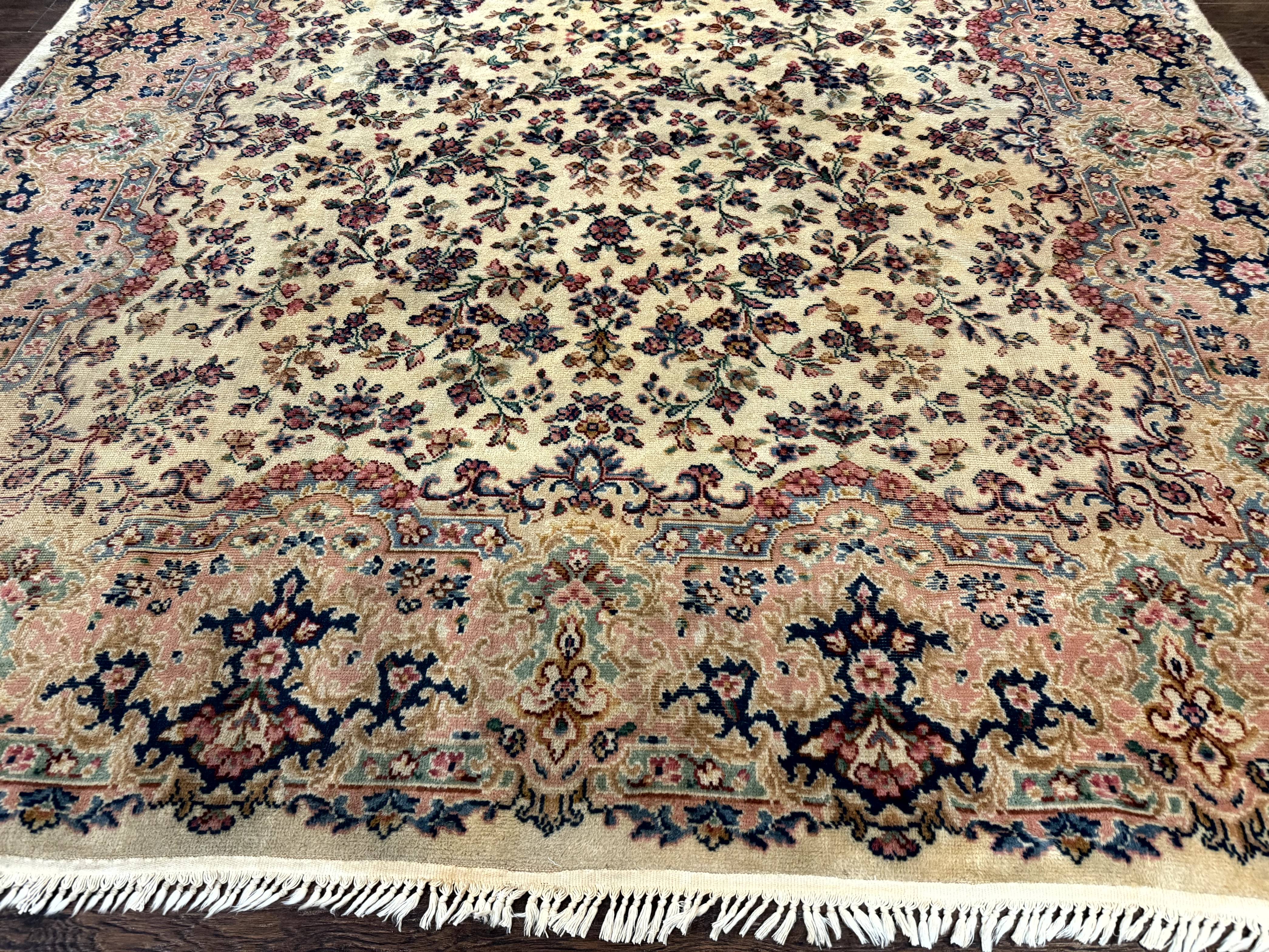 Antique Karastan Rug 8.8 x 12 Lanamar Floral Ivory Kirman Wool Discontinued - Image 5