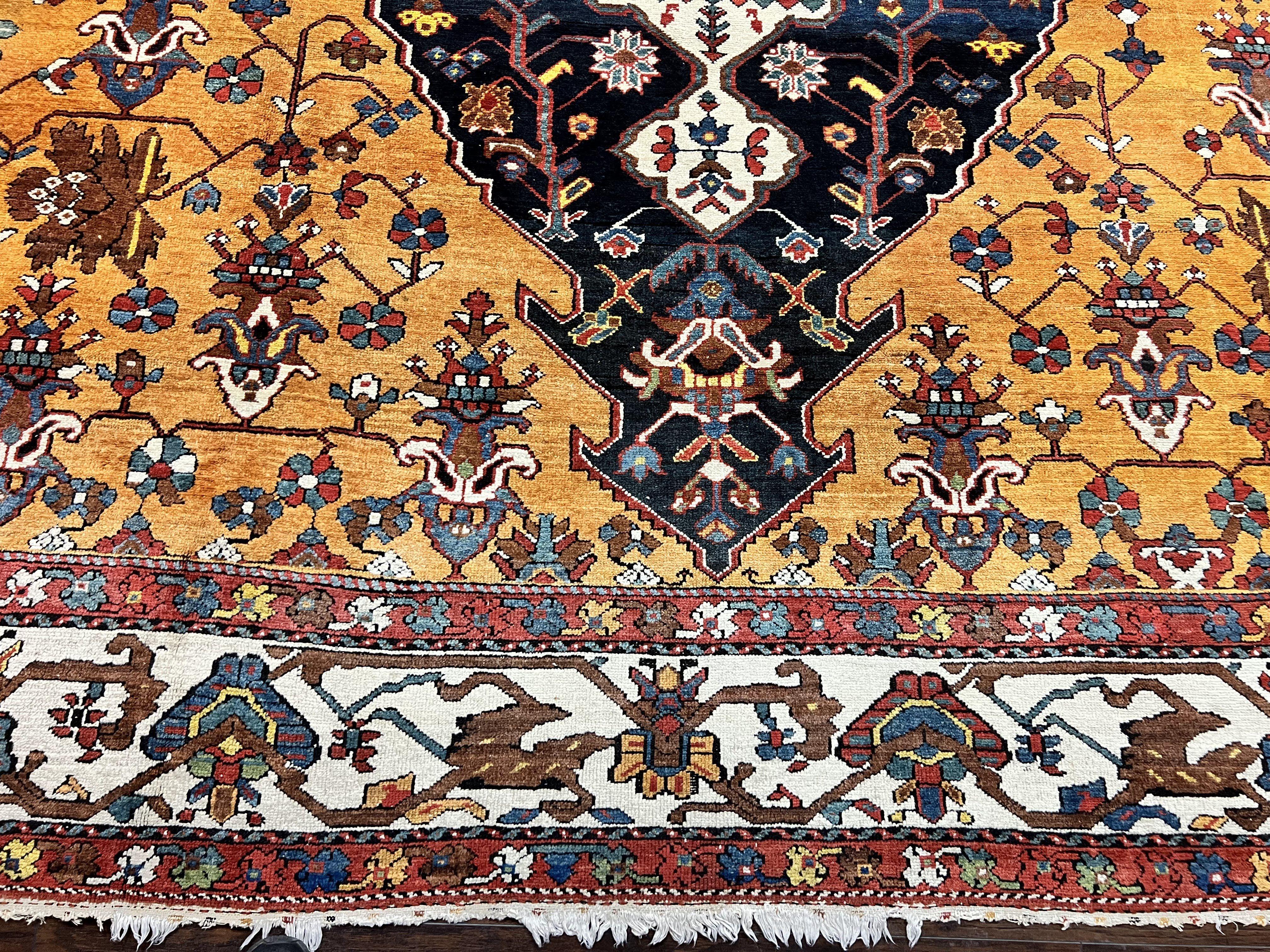 Antique Persian Bakhtiari Rug 14x19 – Rare Palace Size Carpet - Image 12