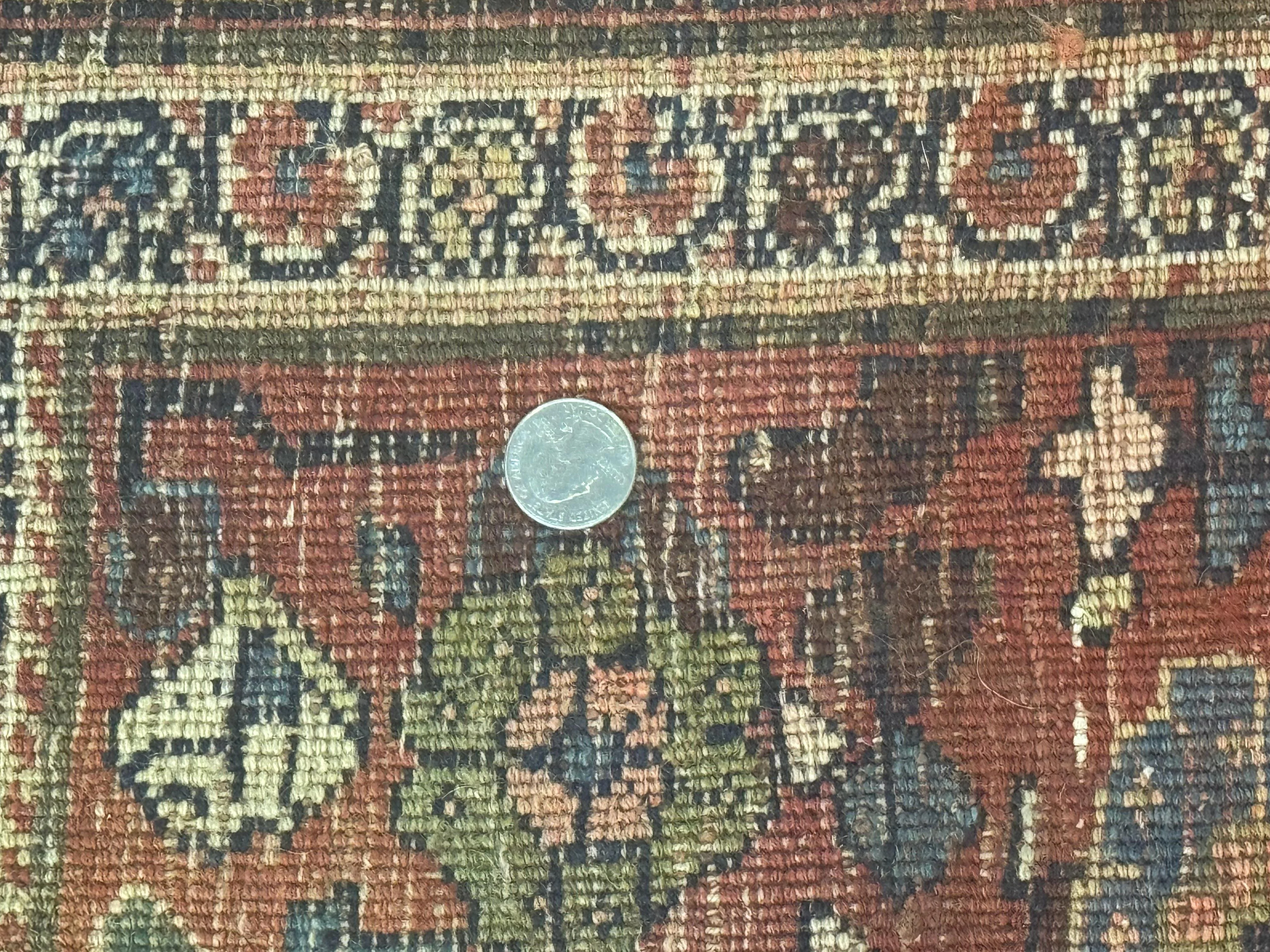Antique Persian Bidjar Rug 8x15 – Navy Blue, Herati Pattern, Early 20th Century - Image 10