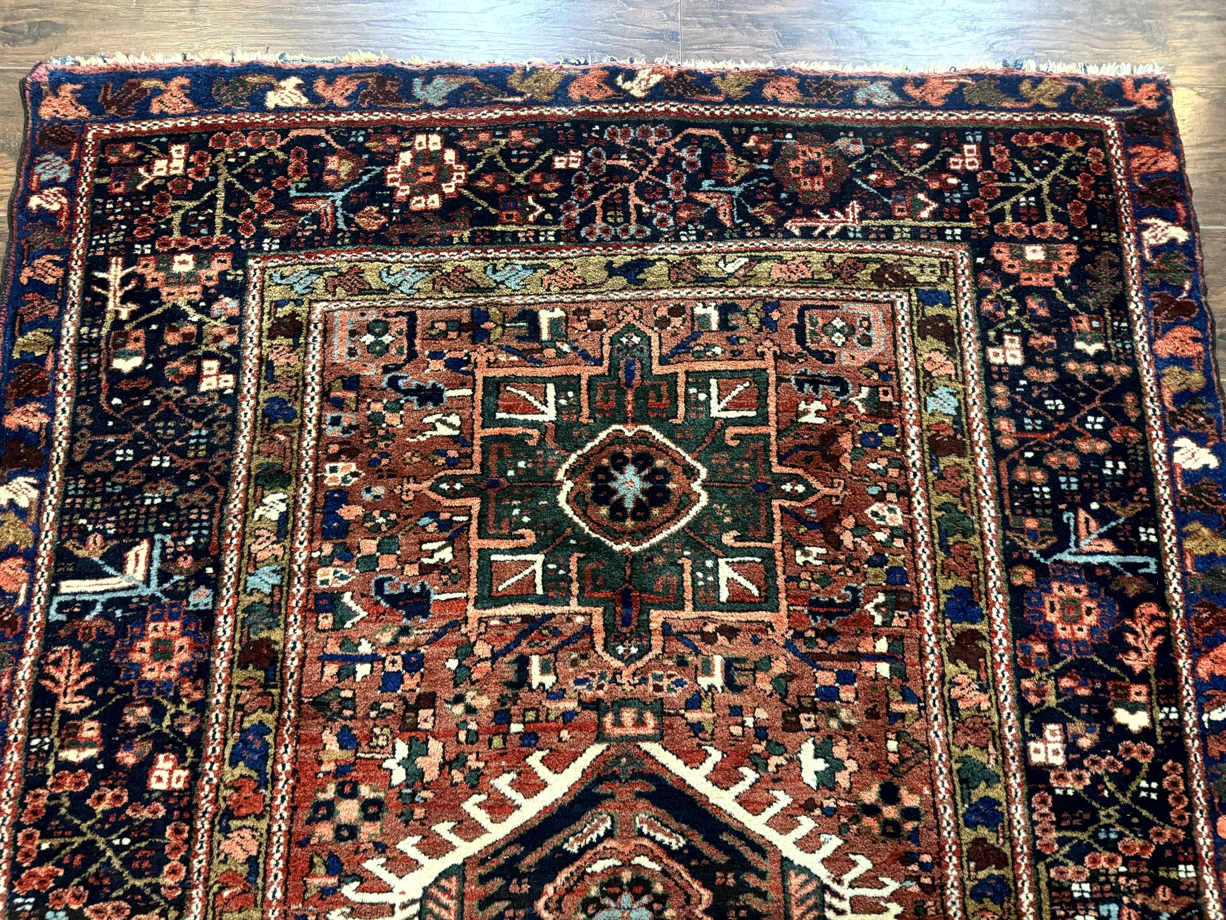 Antique Persian Karajeh Heriz Rug 5x6 - Image 3