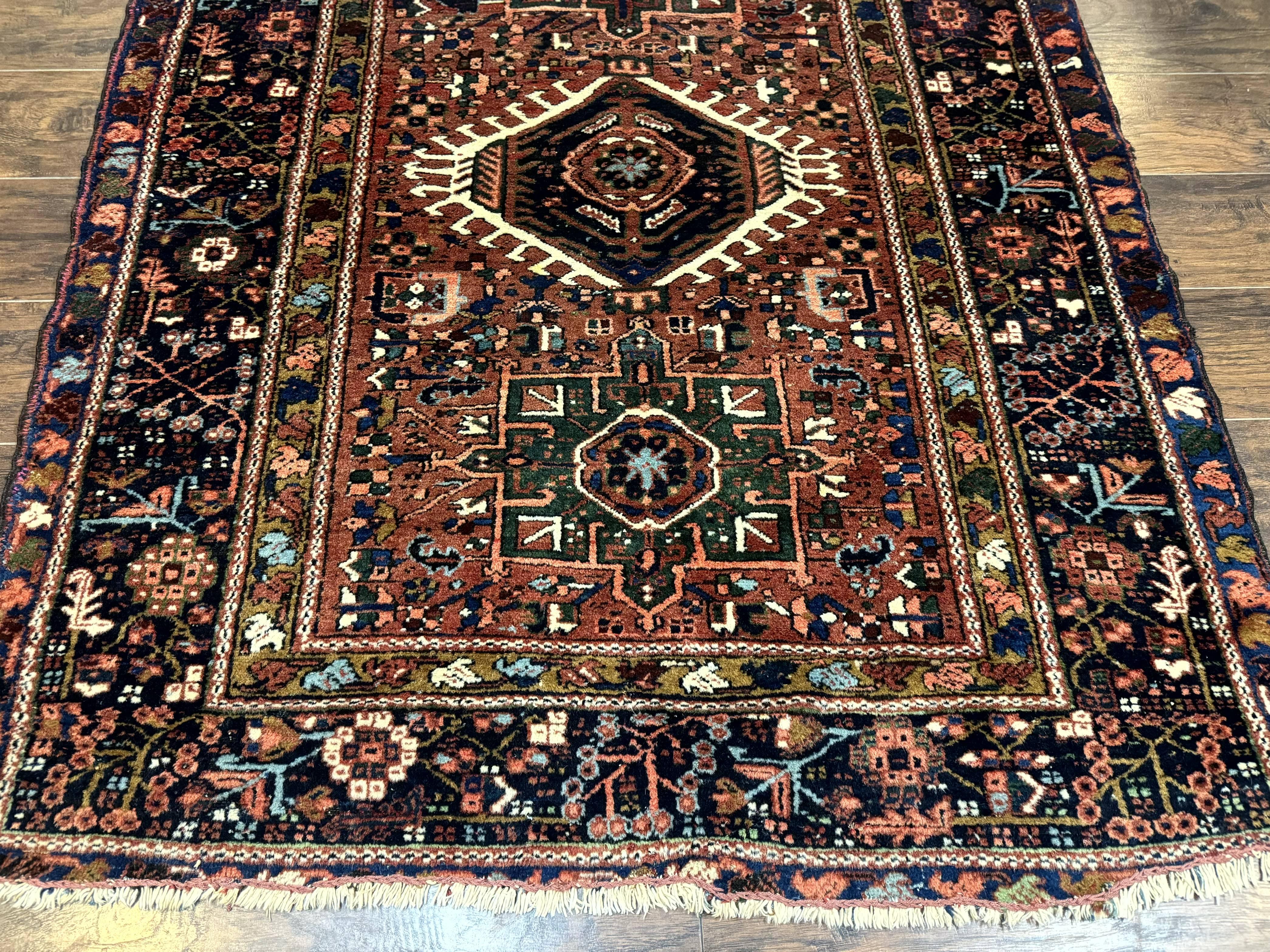 Antique Persian Karajeh Heriz Rug 5x6 - Image 5
