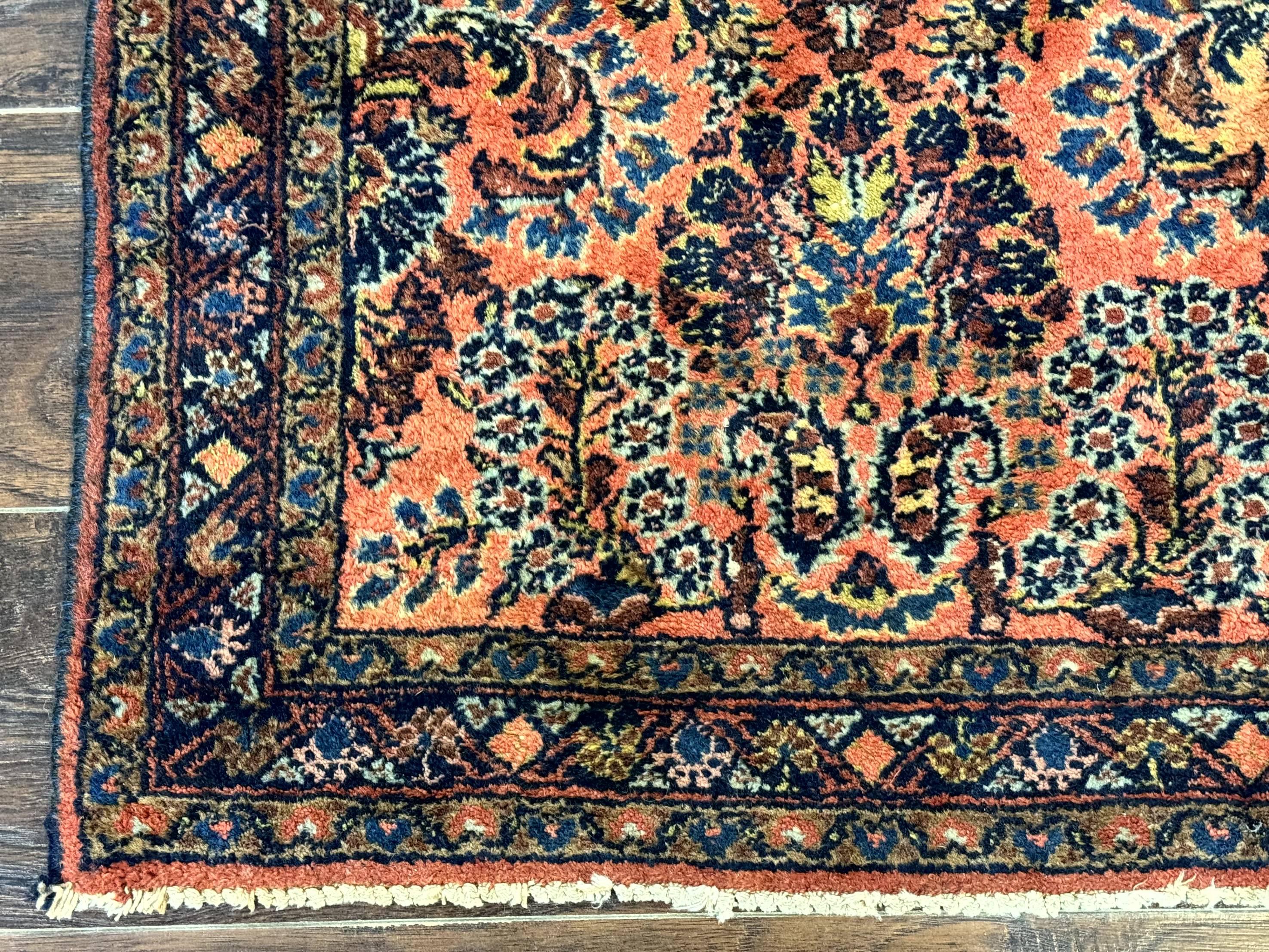 Antique Persian Lilihan Rug 2x4, Red, Floral, Wool, Handmade Lilian Persian Carpet - Image 8