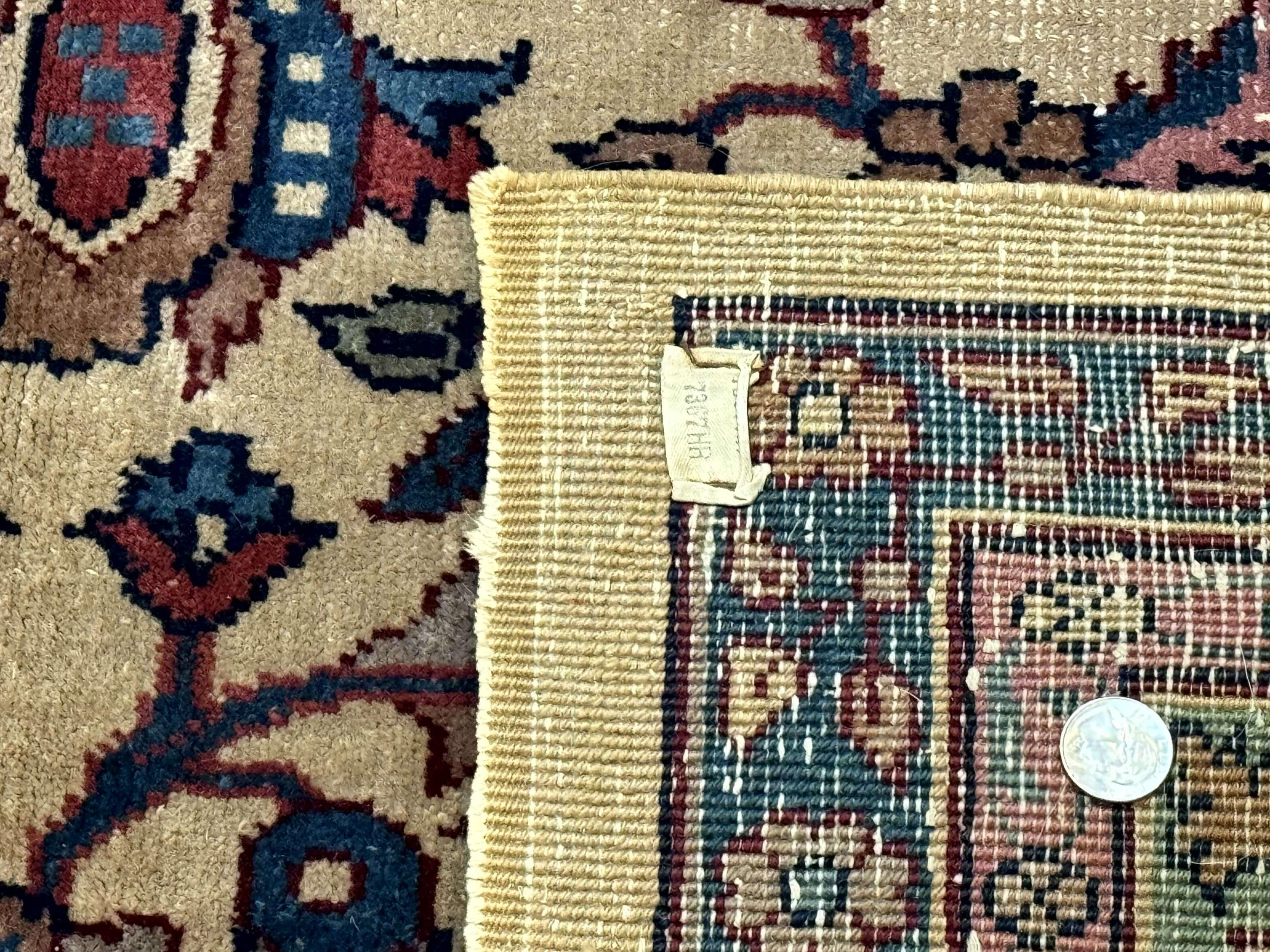 Antique Persian Rug 10x15, Camel and Cyan, Allover Pattern, Rare, Samarkand Rug - Image 9