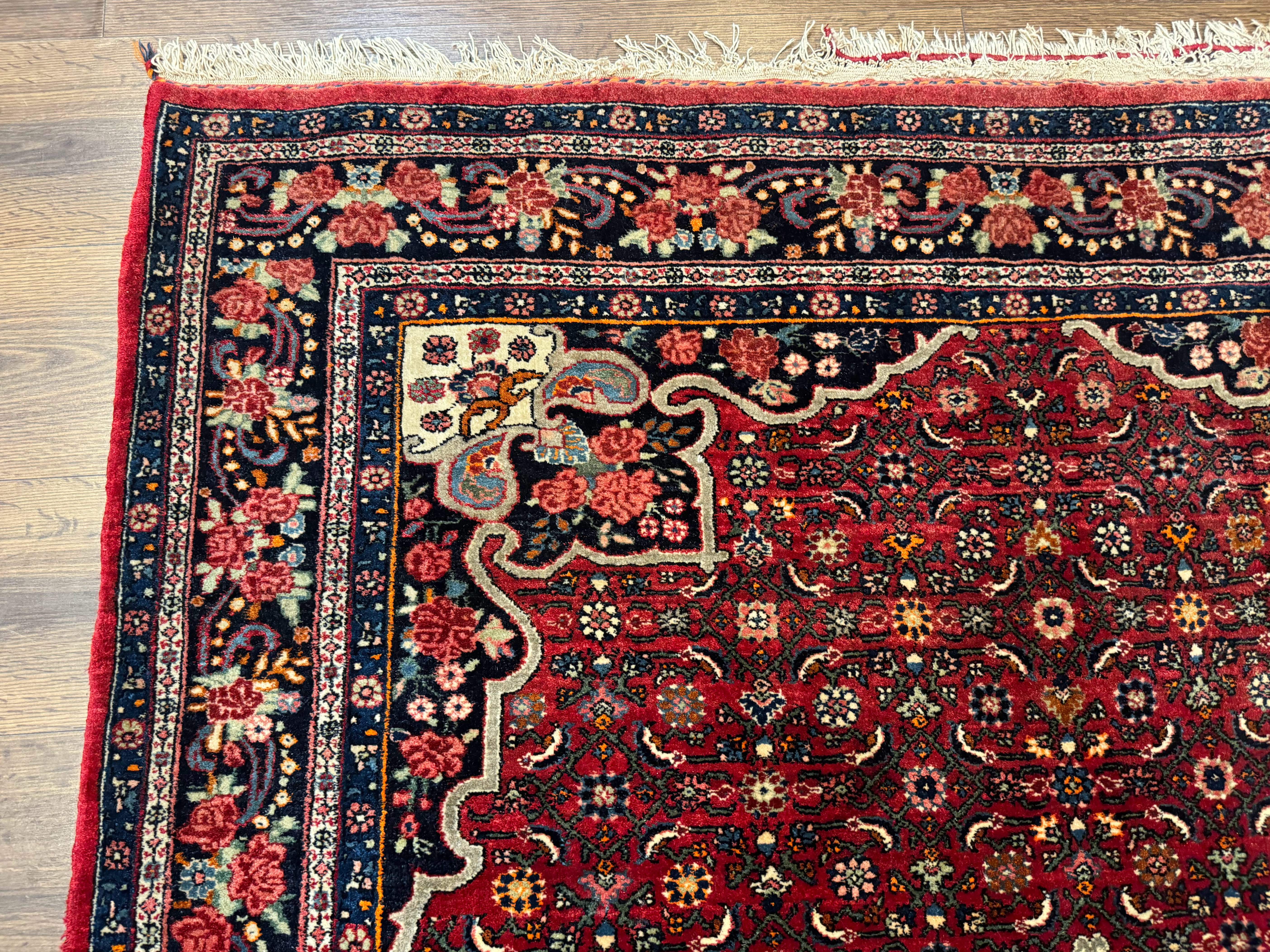 Antique Persian Rug 5x7, Red, Fine 260 KPSI, Bidjar Carpet - Image 6