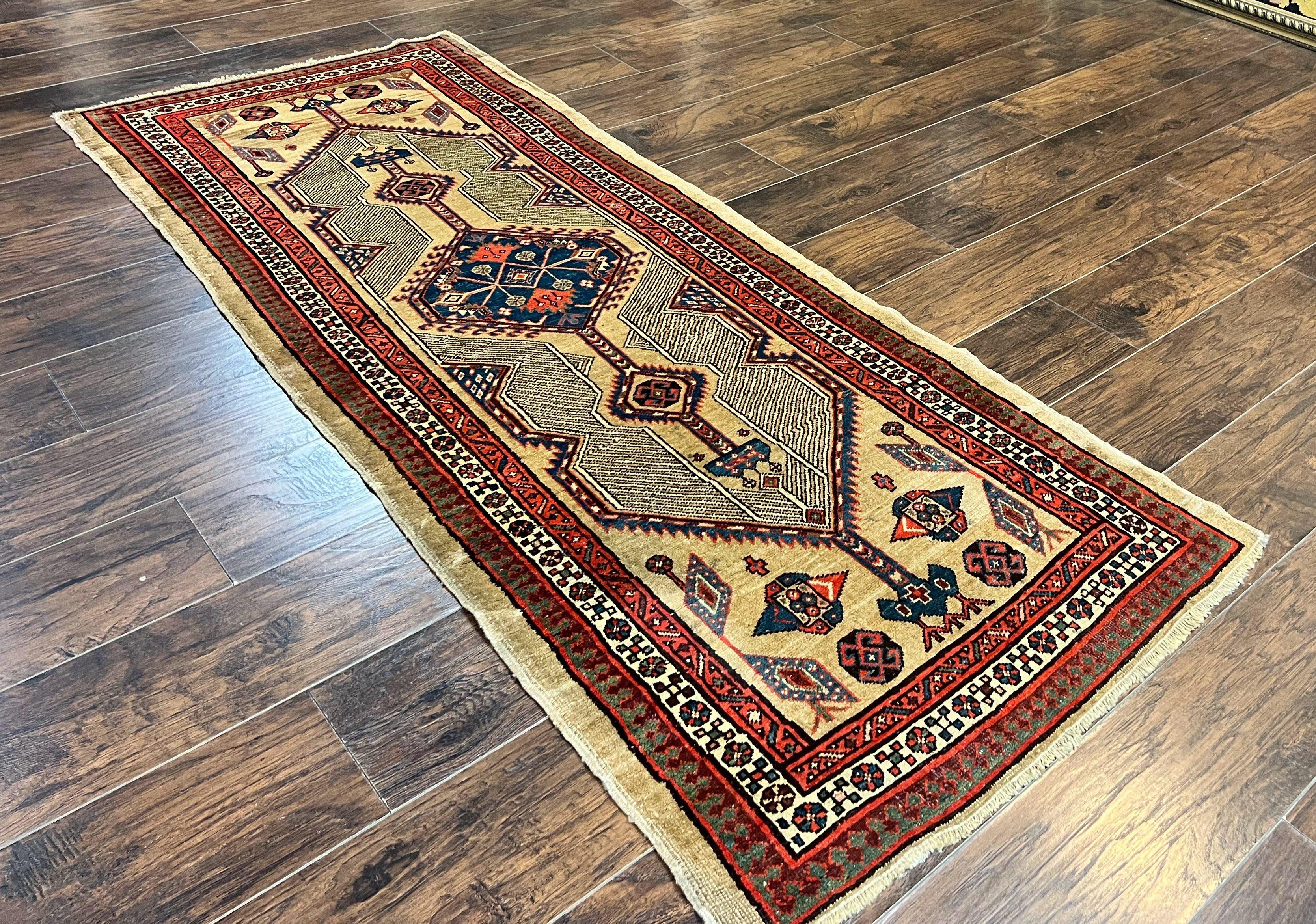 Antique Persian Runner 3 x 7, Camel Hair Runner 3x7 ft, Handmade Hallway Rug, Geometric Design, Tribal Rug, Persian Sarab Rug 3x7 - Image 12