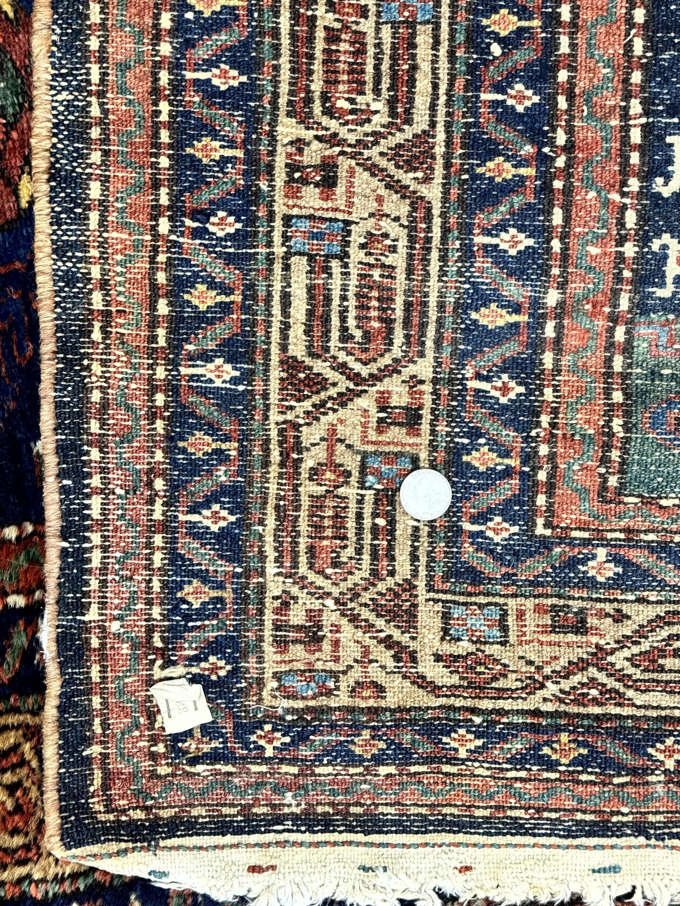 Antique Persian Sarab Runner 3x17, Blue Persian Runner Rug, Long Handmade Wool Carpet for Hallway, Rare, Tribal - Image 11