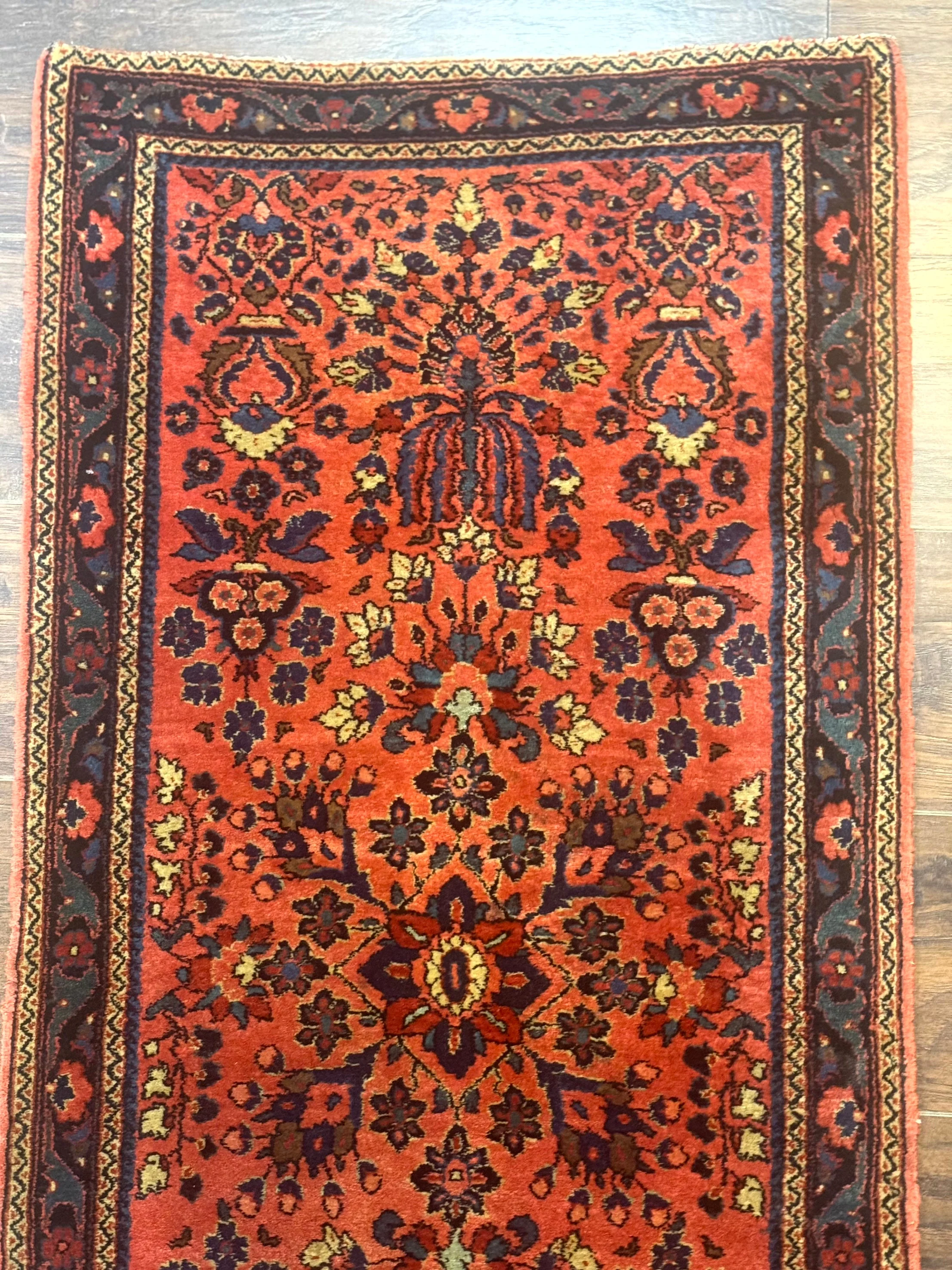Antique Persian Sarouk Rug 2x4, Red, Fine 260 KPSI - Image 4
