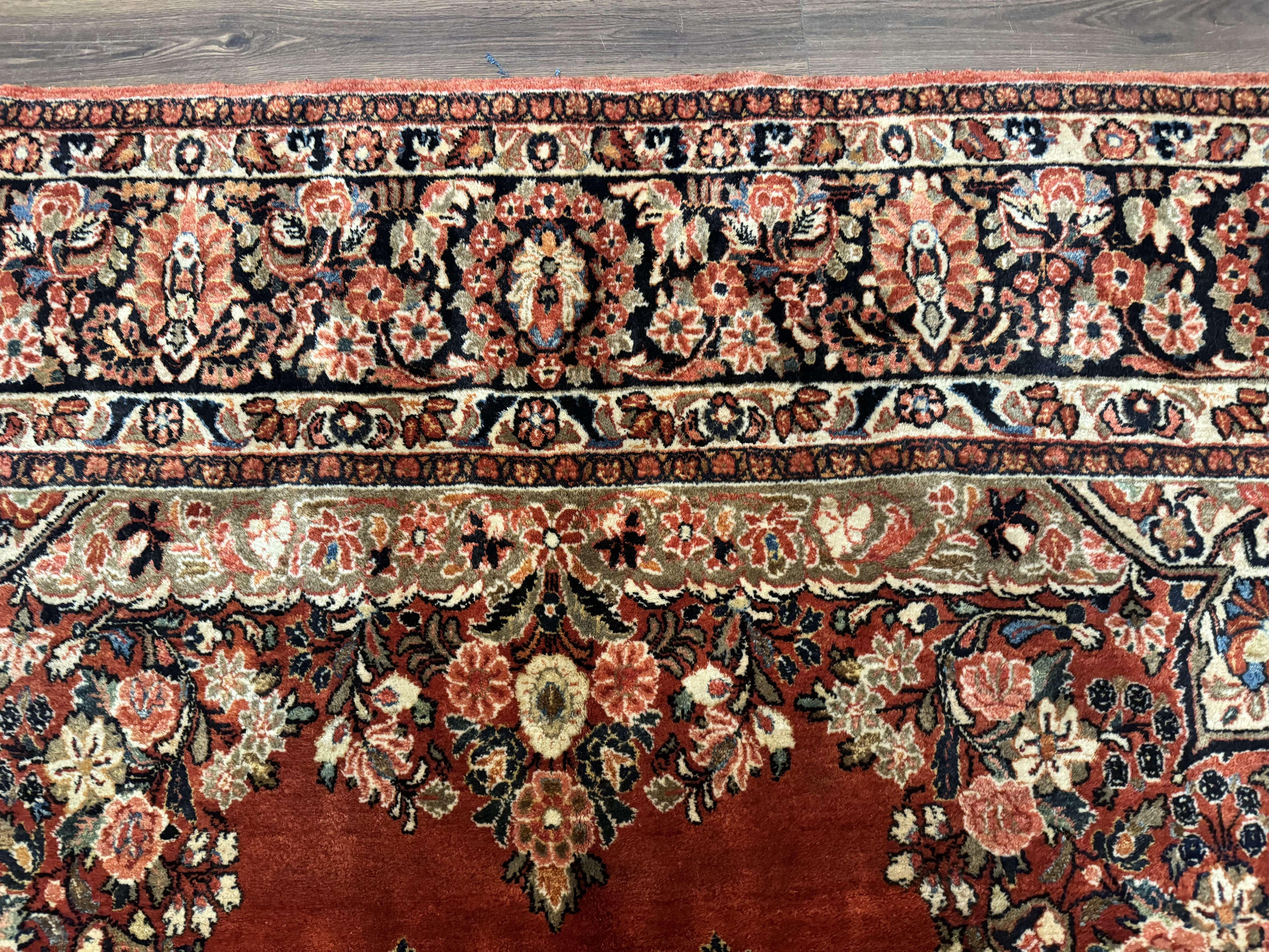 Antique Persian Sarouk Rug 9x12 - Image 3