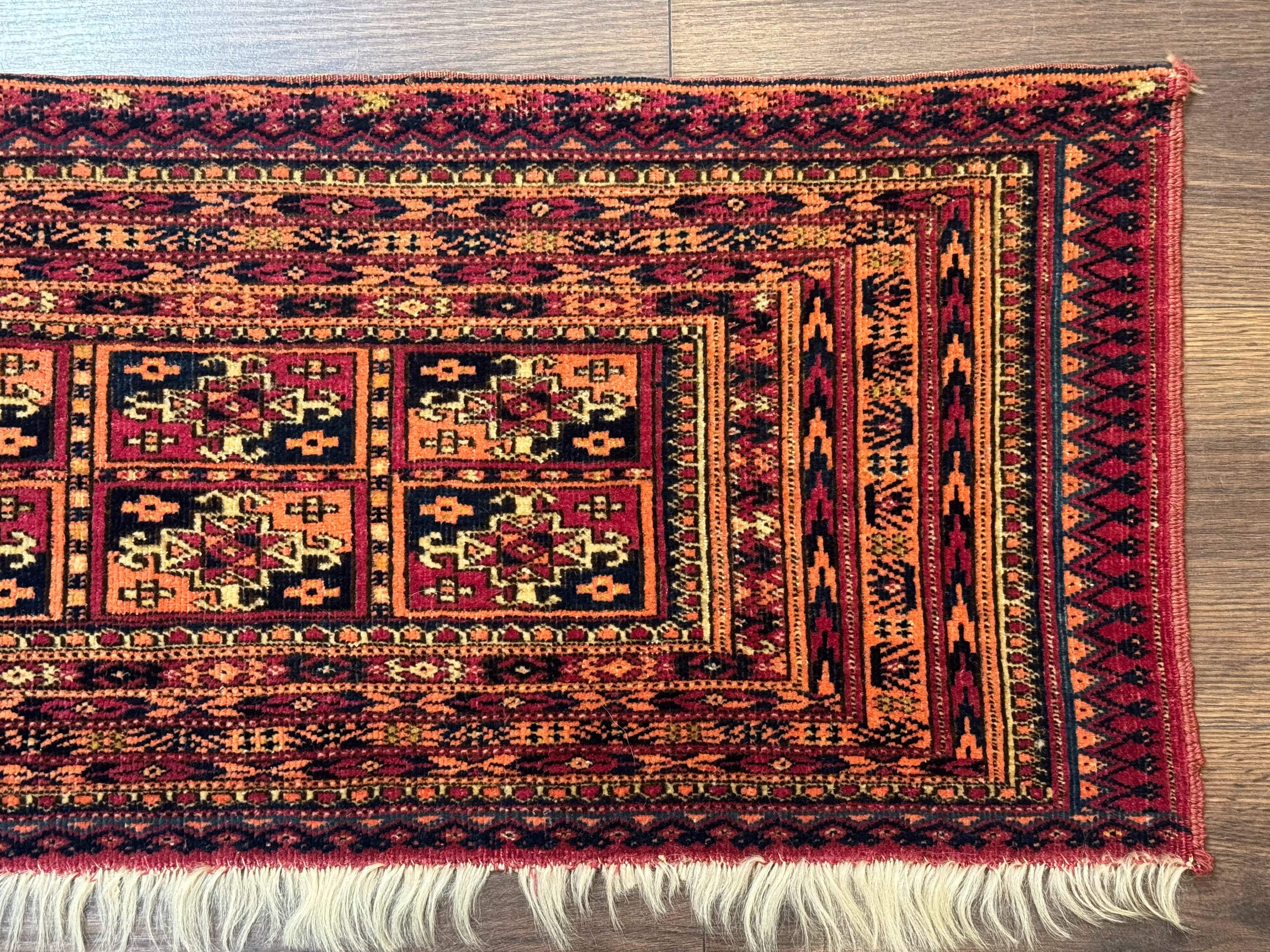 Antique Persian Turkoman Mafresh Rug 1x4, Wool, Tribal Collectible - Image 5