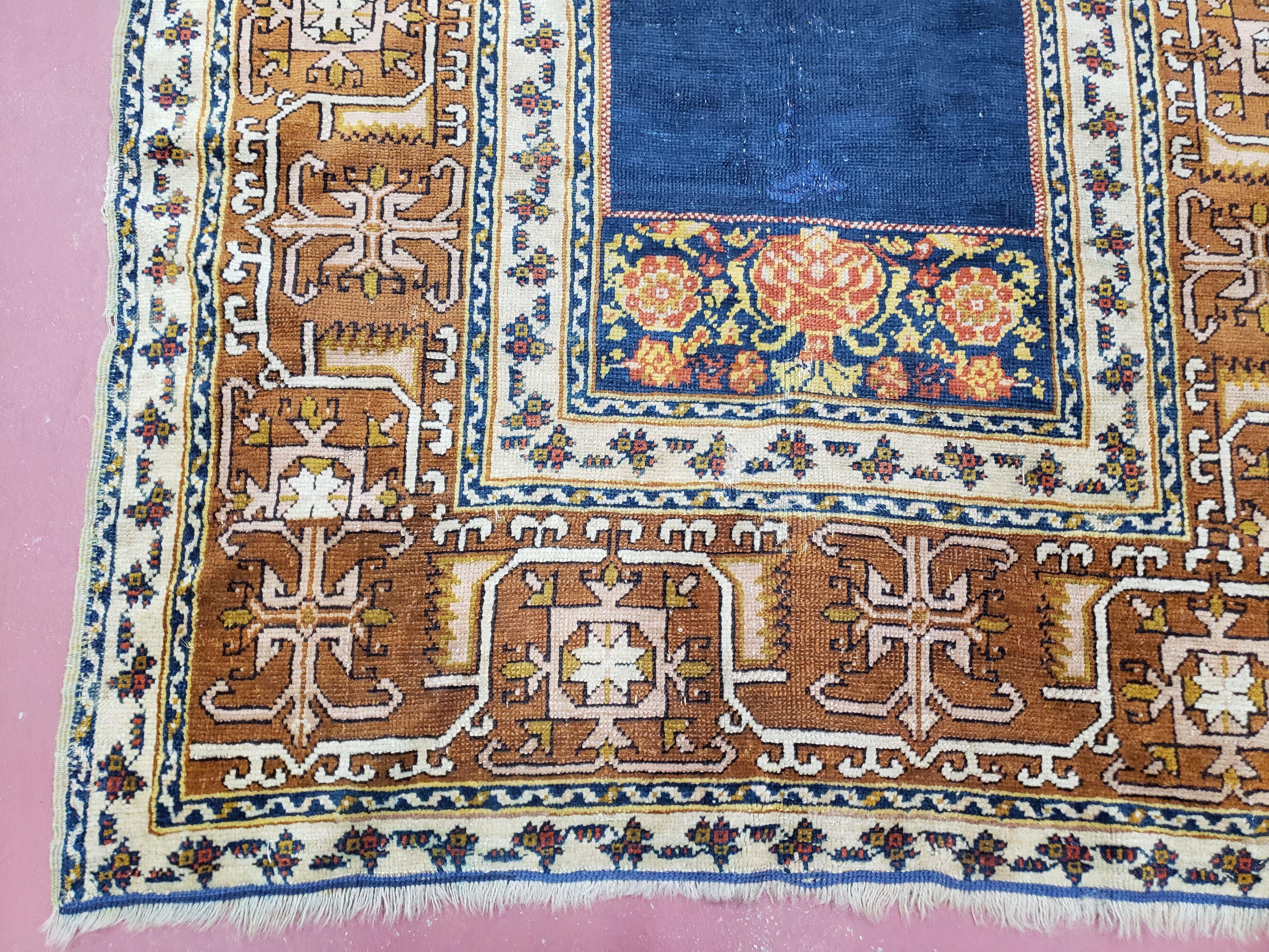 Antique Turkish Anatolian Ghiordes Prayer Rug, Twin Mihrabs, Rare Collectible Oriental Rug, Early 20th Century Prayer Rug, 3'9" x 5'2" - Image 8