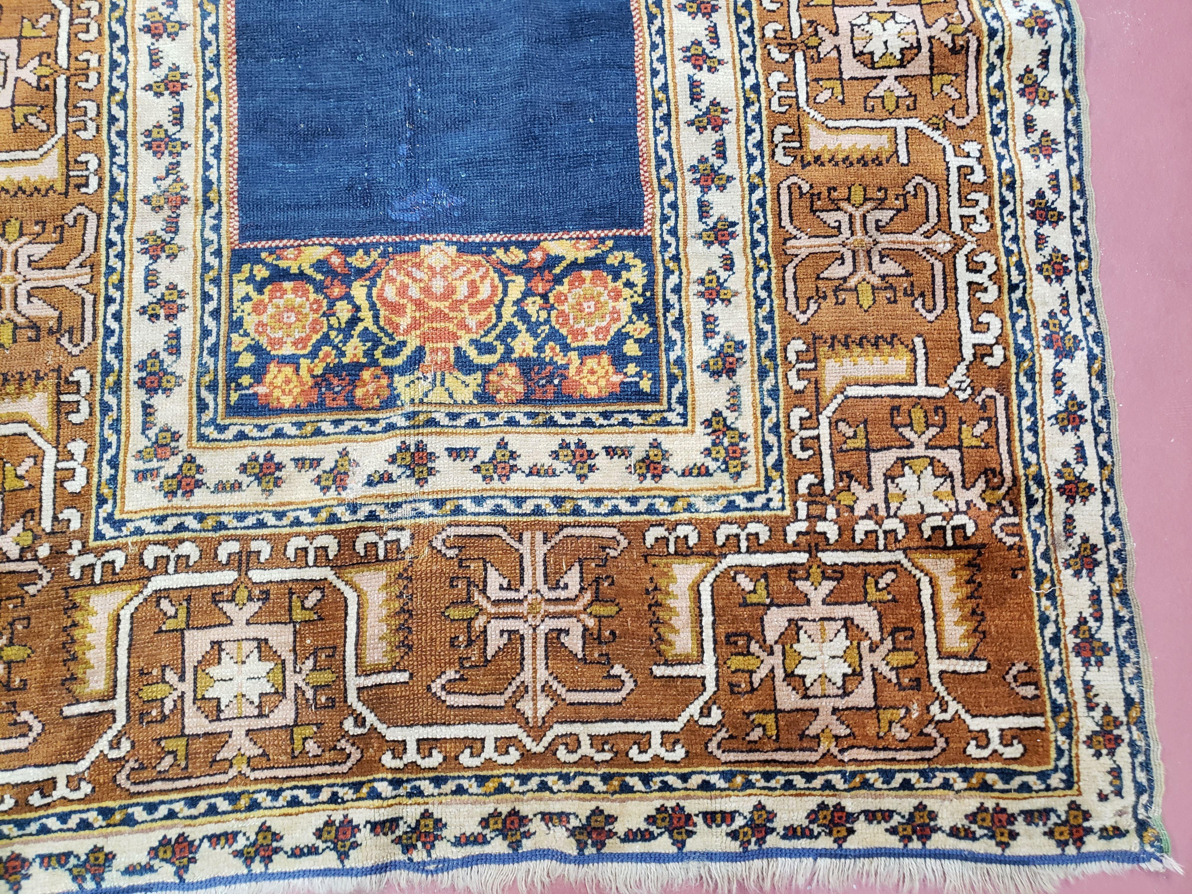 Antique Turkish Anatolian Ghiordes Prayer Rug, Twin Mihrabs, Rare Collectible Oriental Rug, Early 20th Century Prayer Rug, 3'9" x 5'2" - Image 9