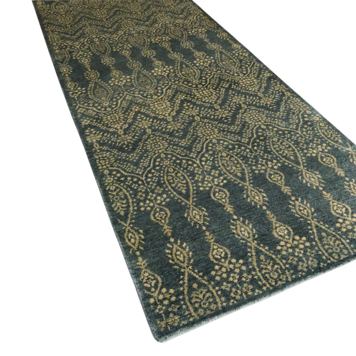 Arabesque Design (2'06"x10' Runner) teal/gold - Image 2