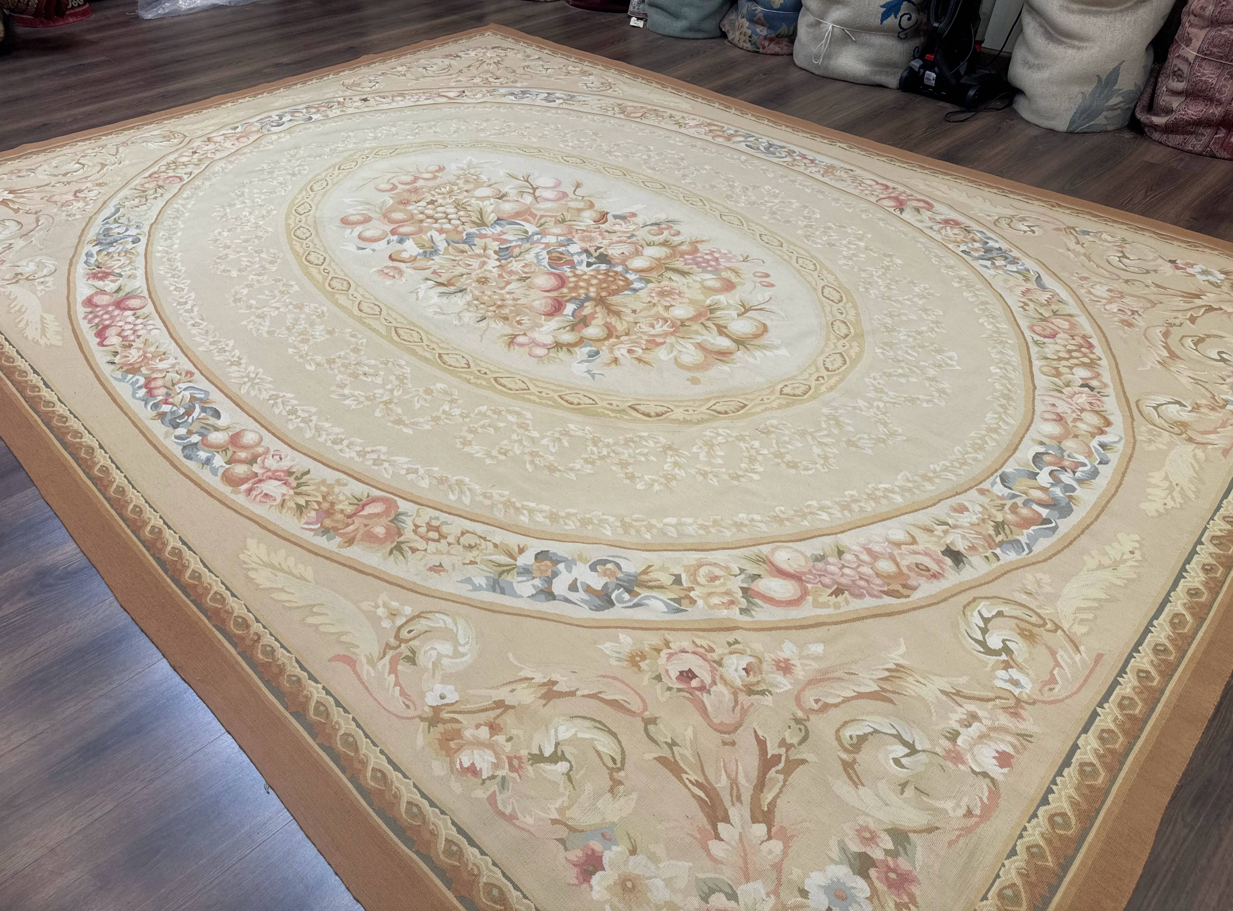 Aubusson Rug 9x12, French European Design, Floral, Elegant - Image 12