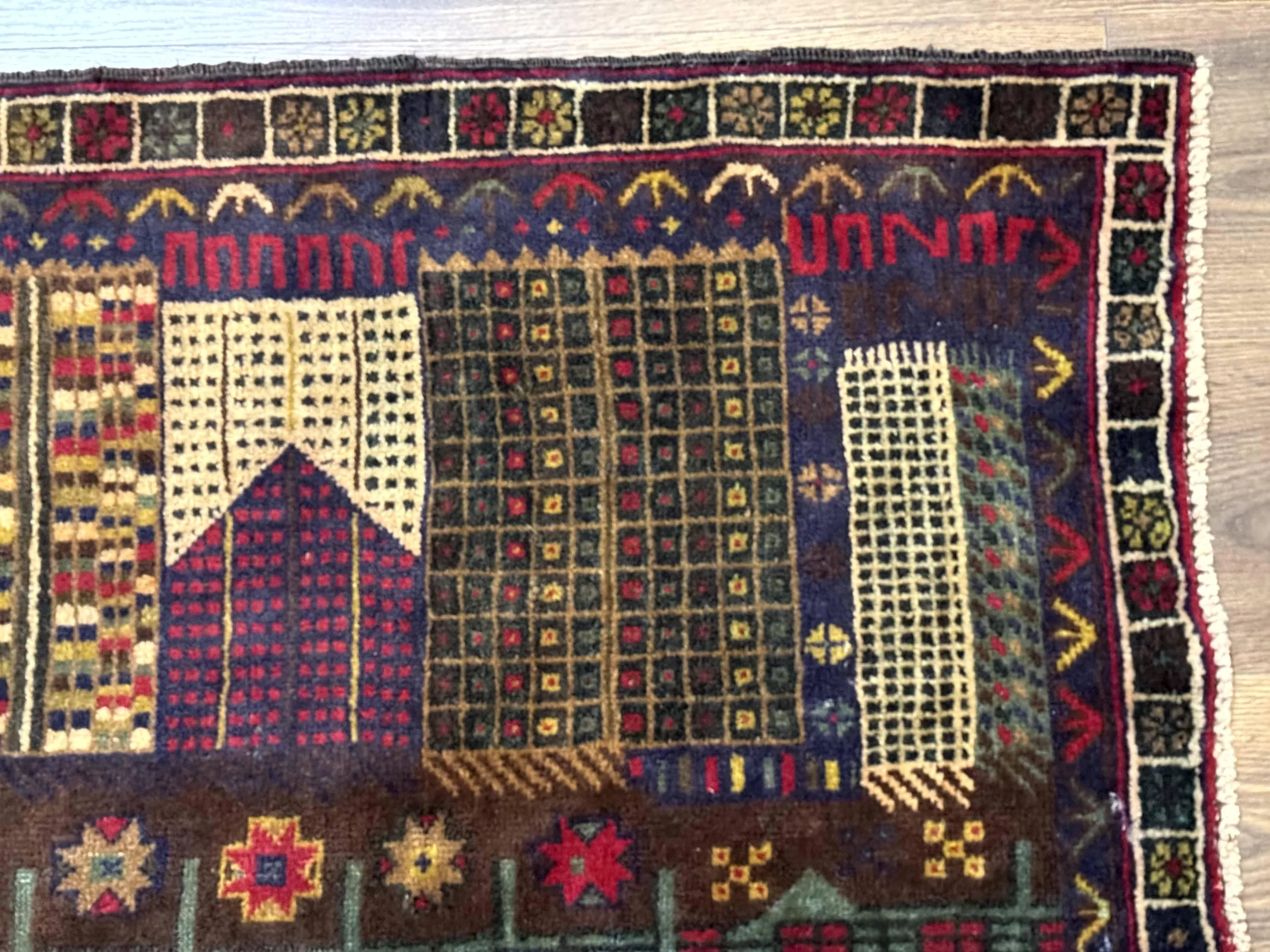 Balouch Rug 3x5, Afghan Carpet, City Pictorial - Image 7