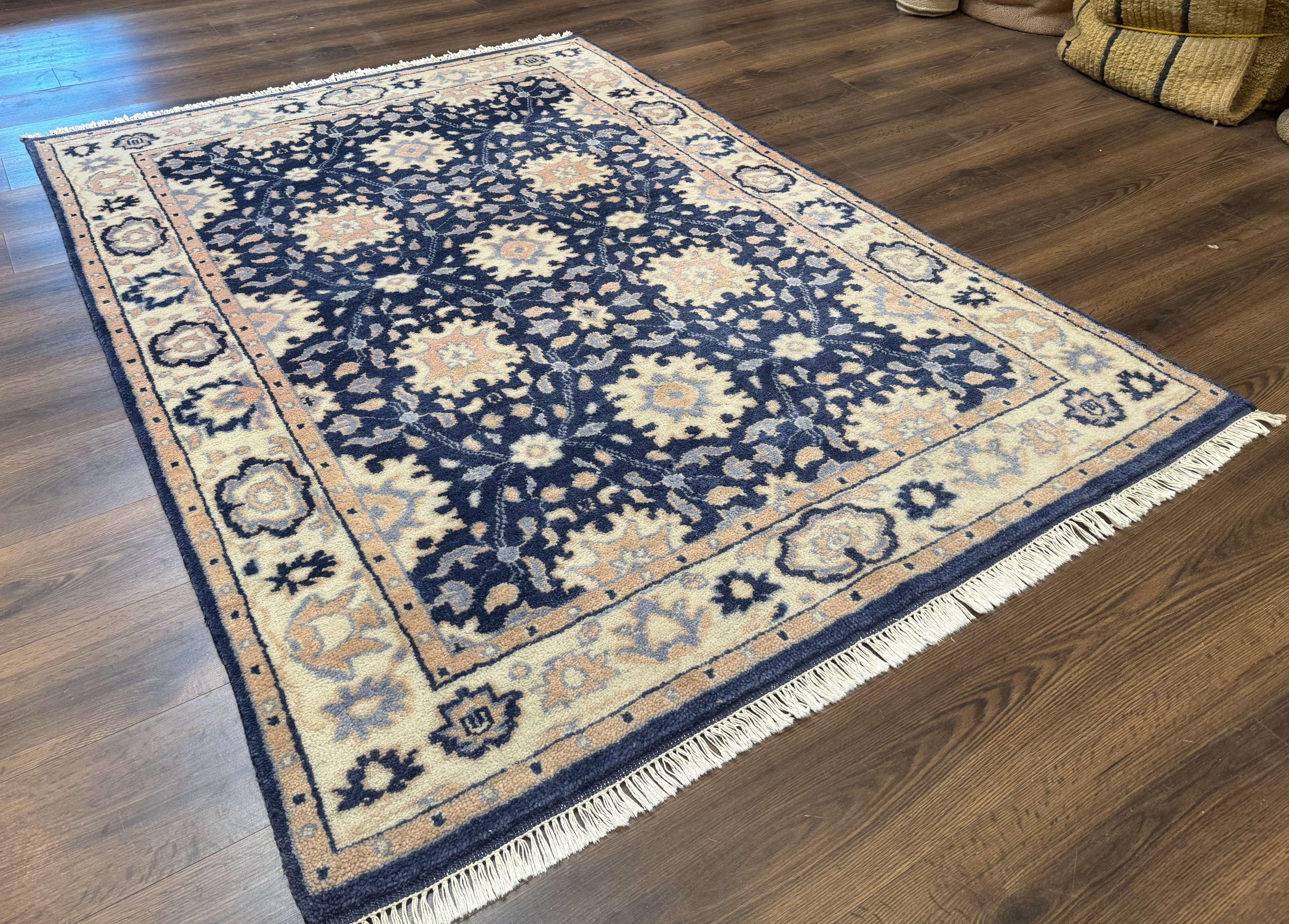 Blue and Beige Indian Rug, Indo Persian Carpet - Image 2