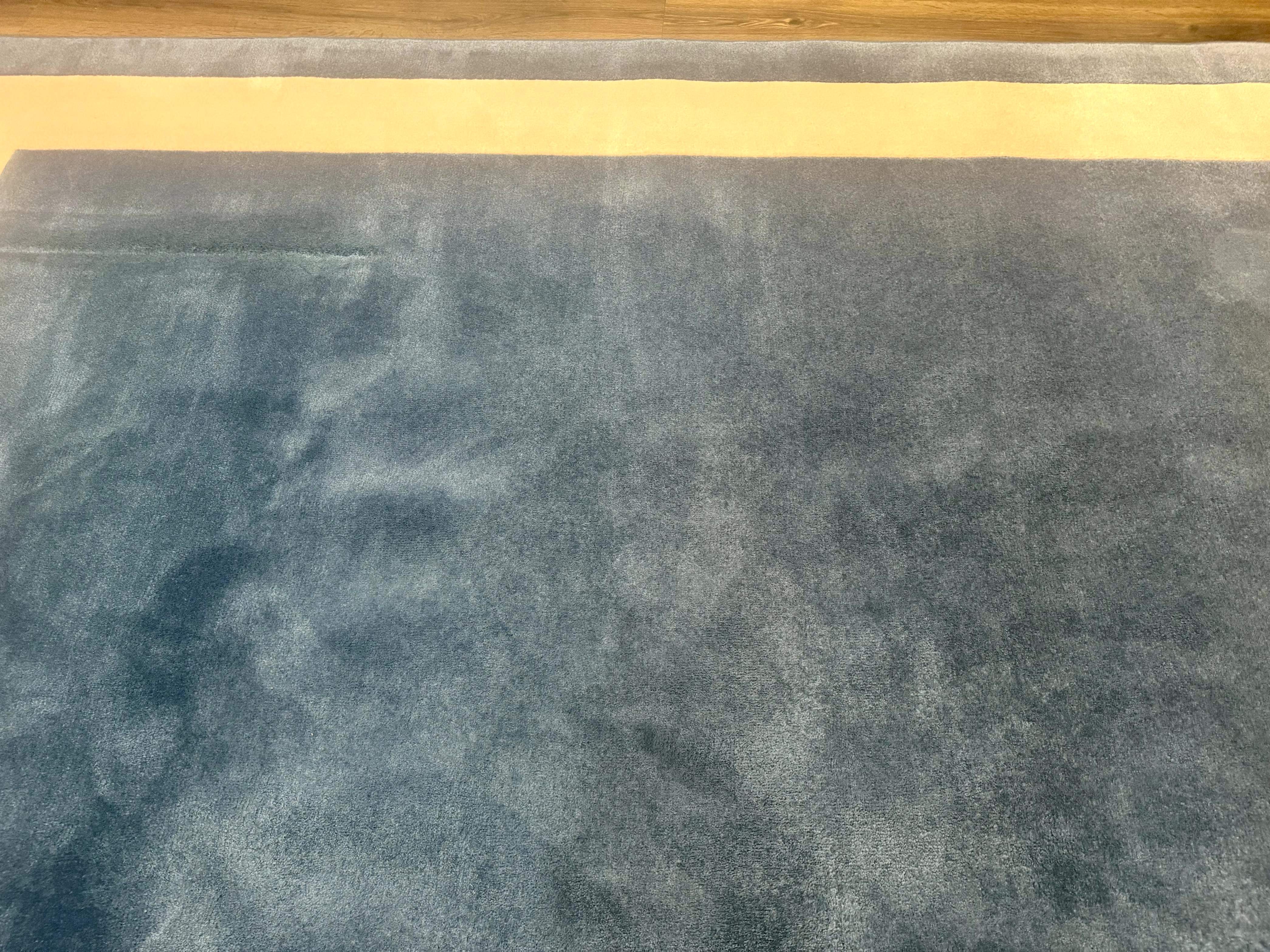 Blue and Cream Square Rug 10x10 ft, Large Square Carpet - Image 3
