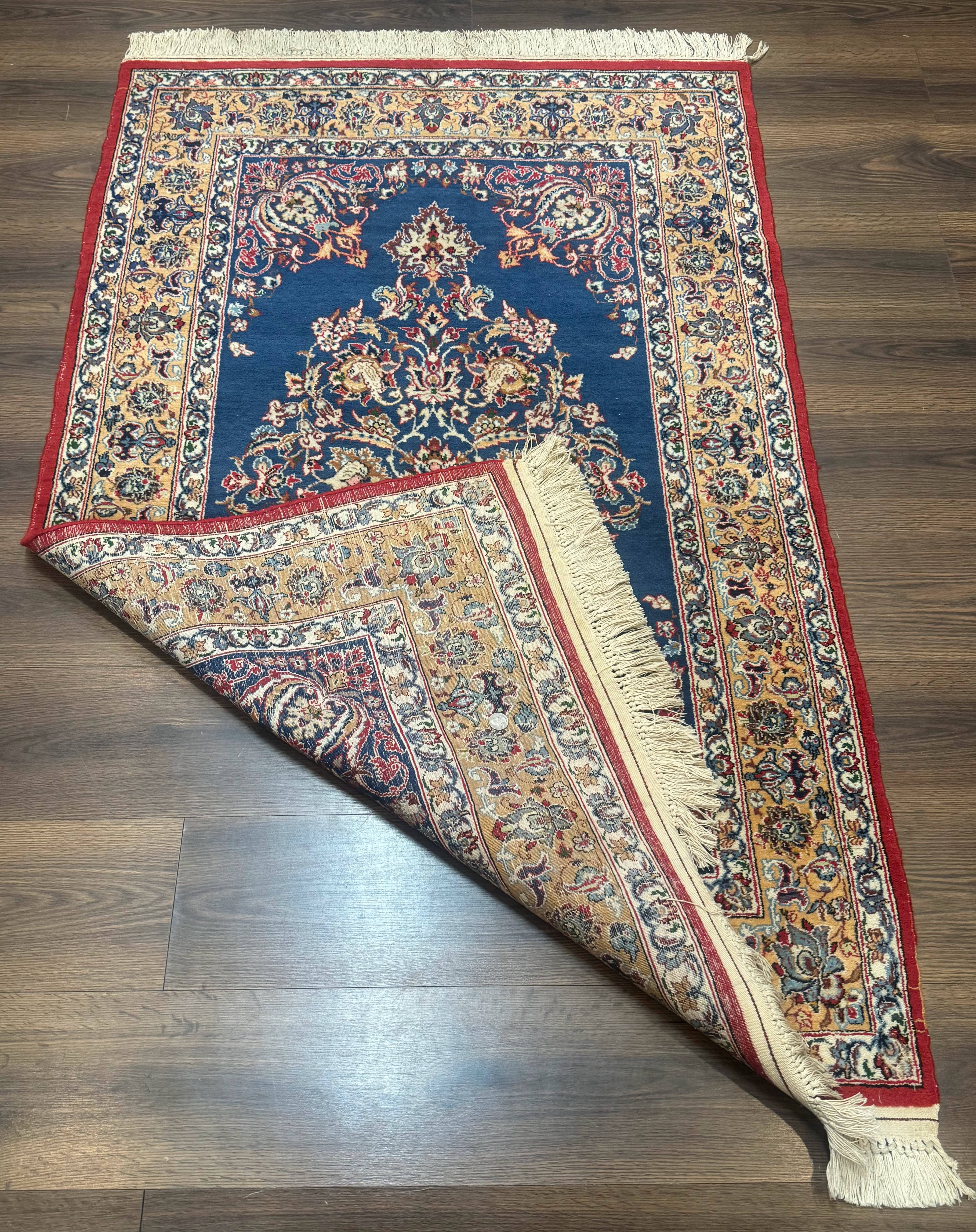 Blue Persian Qum Rug 3.6 x 5, Floral Medallion, Fine 310 KPSI - Image 10