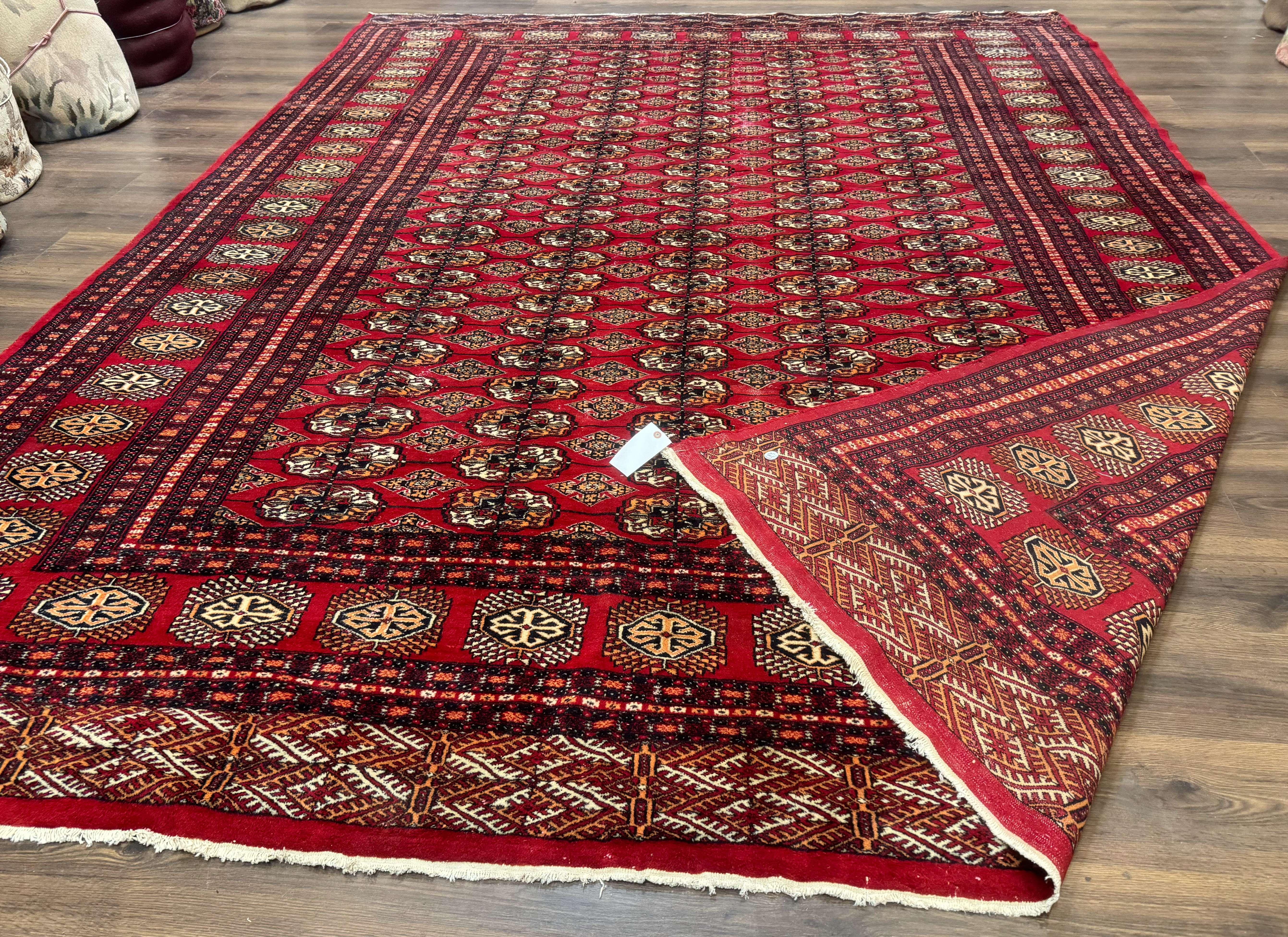 Bokhara Rug 9x12, Red Turkoman Rug, Pakistani Rug, Tribal Carpet, Wool Rug, Red Rug - Image 11