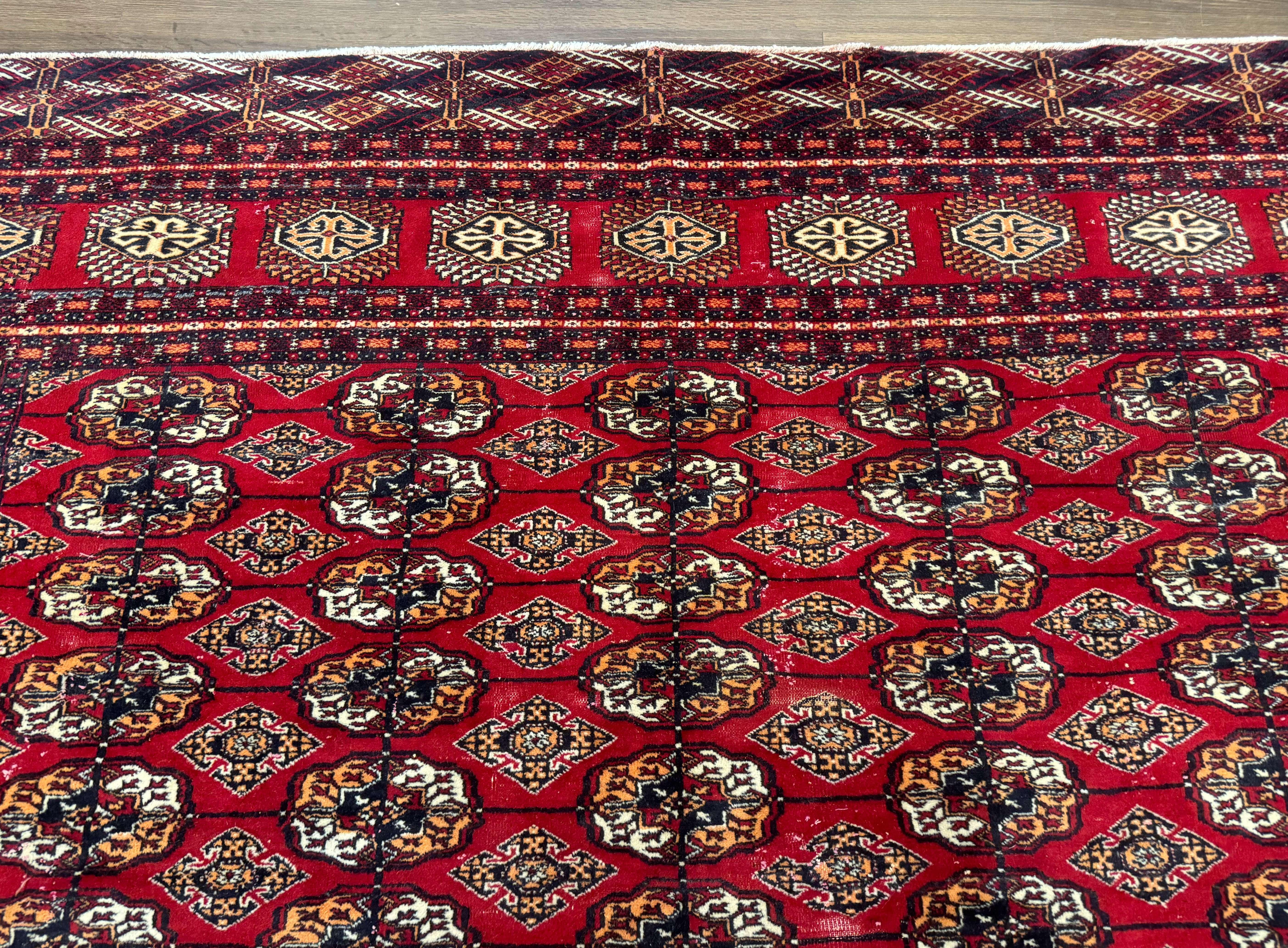 Bokhara Rug 9x12, Red Turkoman Rug, Pakistani Rug, Tribal Carpet, Wool Rug, Red Rug - Image 3