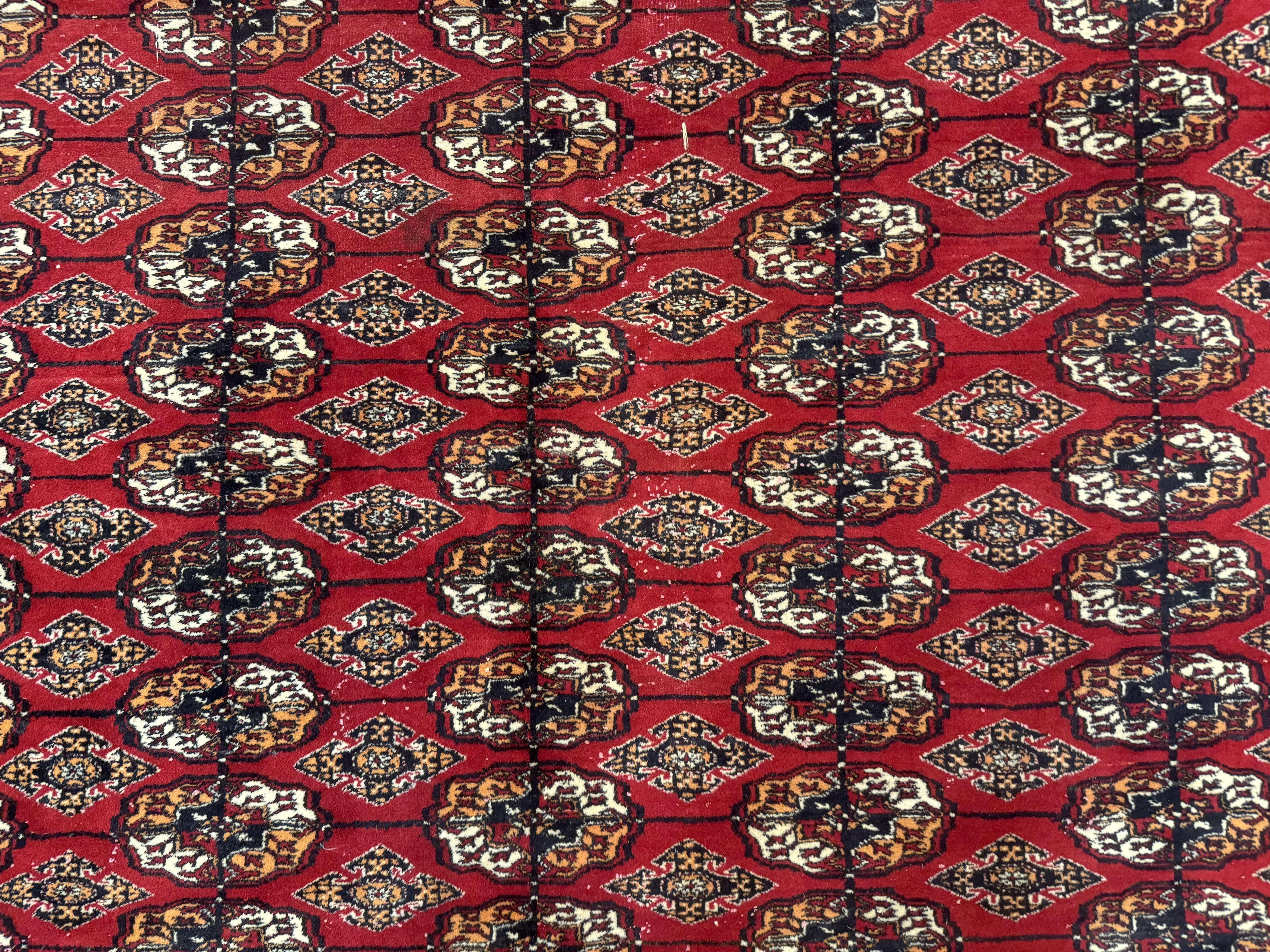 Bokhara Rug 9x12, Red Turkoman Rug, Pakistani Rug, Tribal Carpet, Wool Rug, Red Rug - Image 4