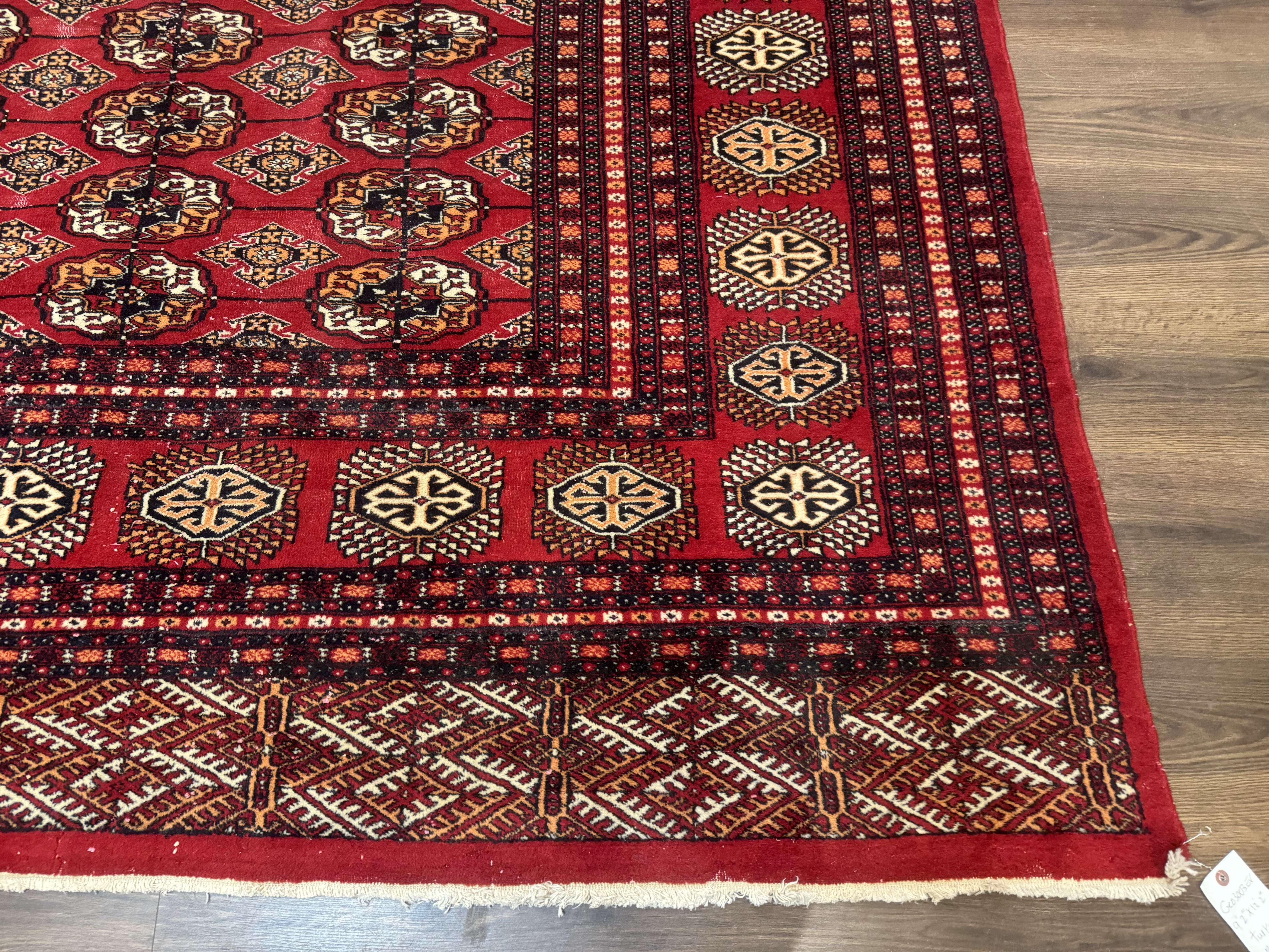 Bokhara Rug 9x12, Red Turkoman Rug, Pakistani Rug, Tribal Carpet, Wool Rug, Red Rug - Image 9
