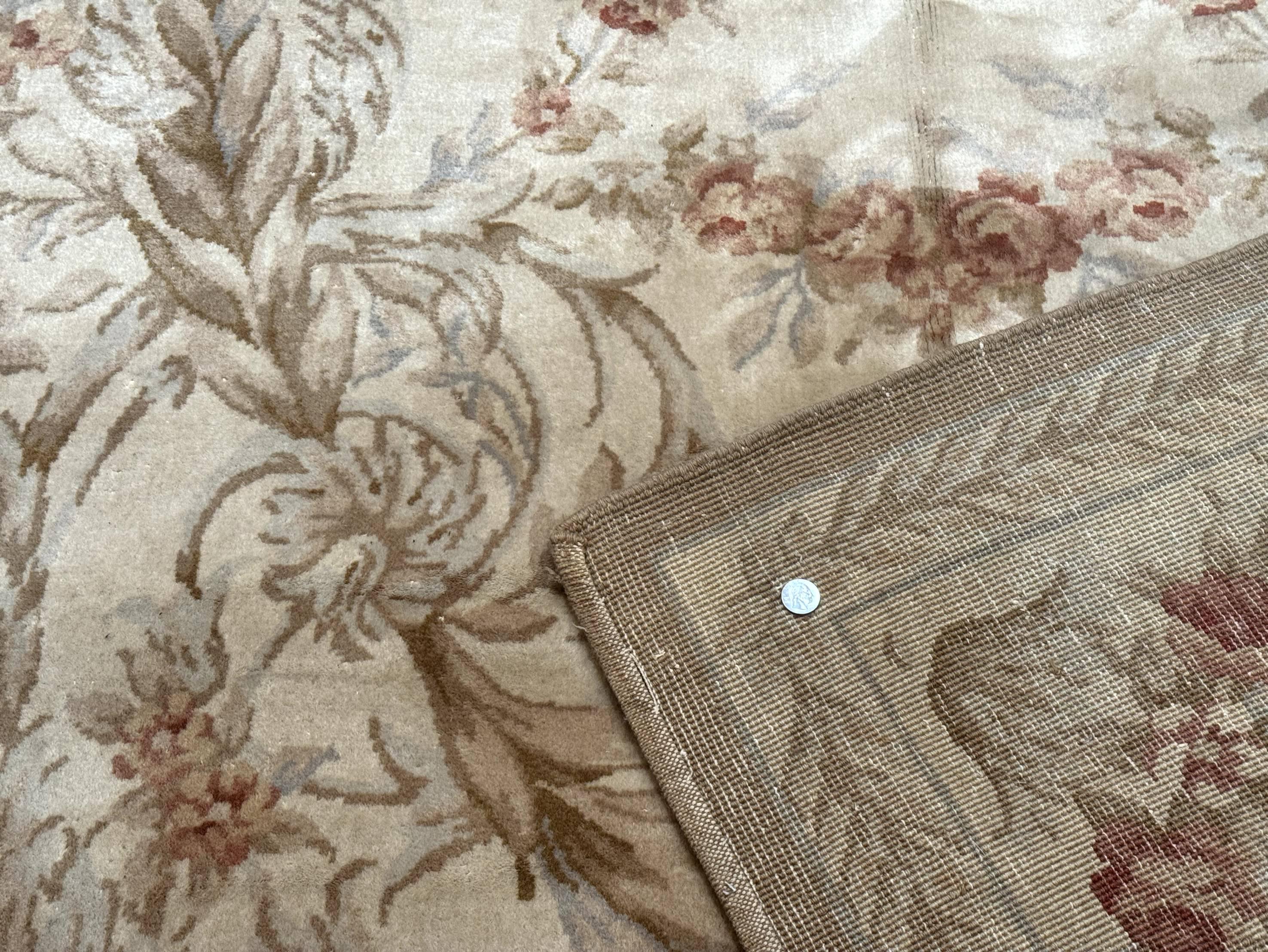 Chinese Aubusson Wool Rug 10x14, European Design, Thick Wool Pile - Image 10