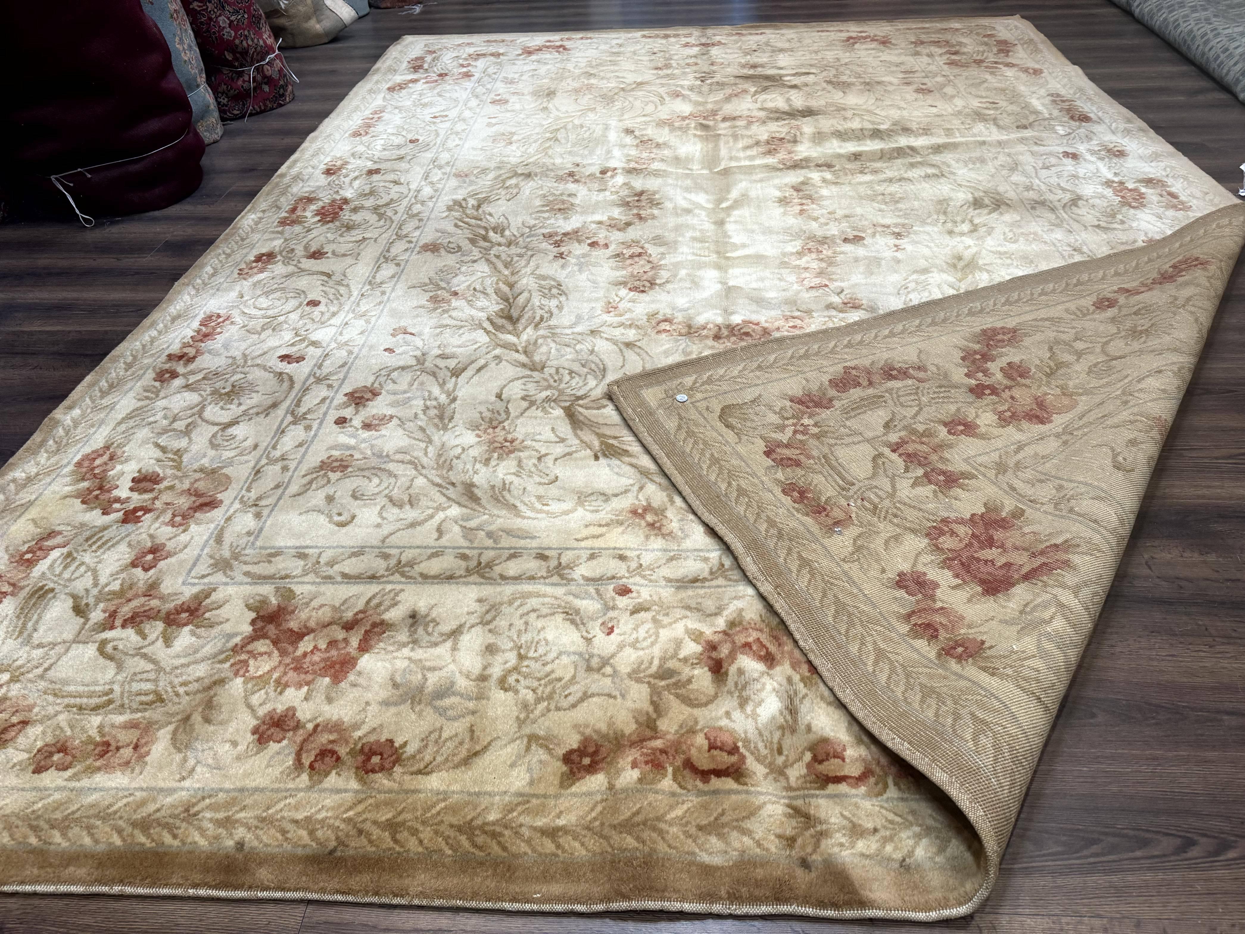 Chinese Aubusson Wool Rug 10x14, European Design, Thick Wool Pile - Image 11