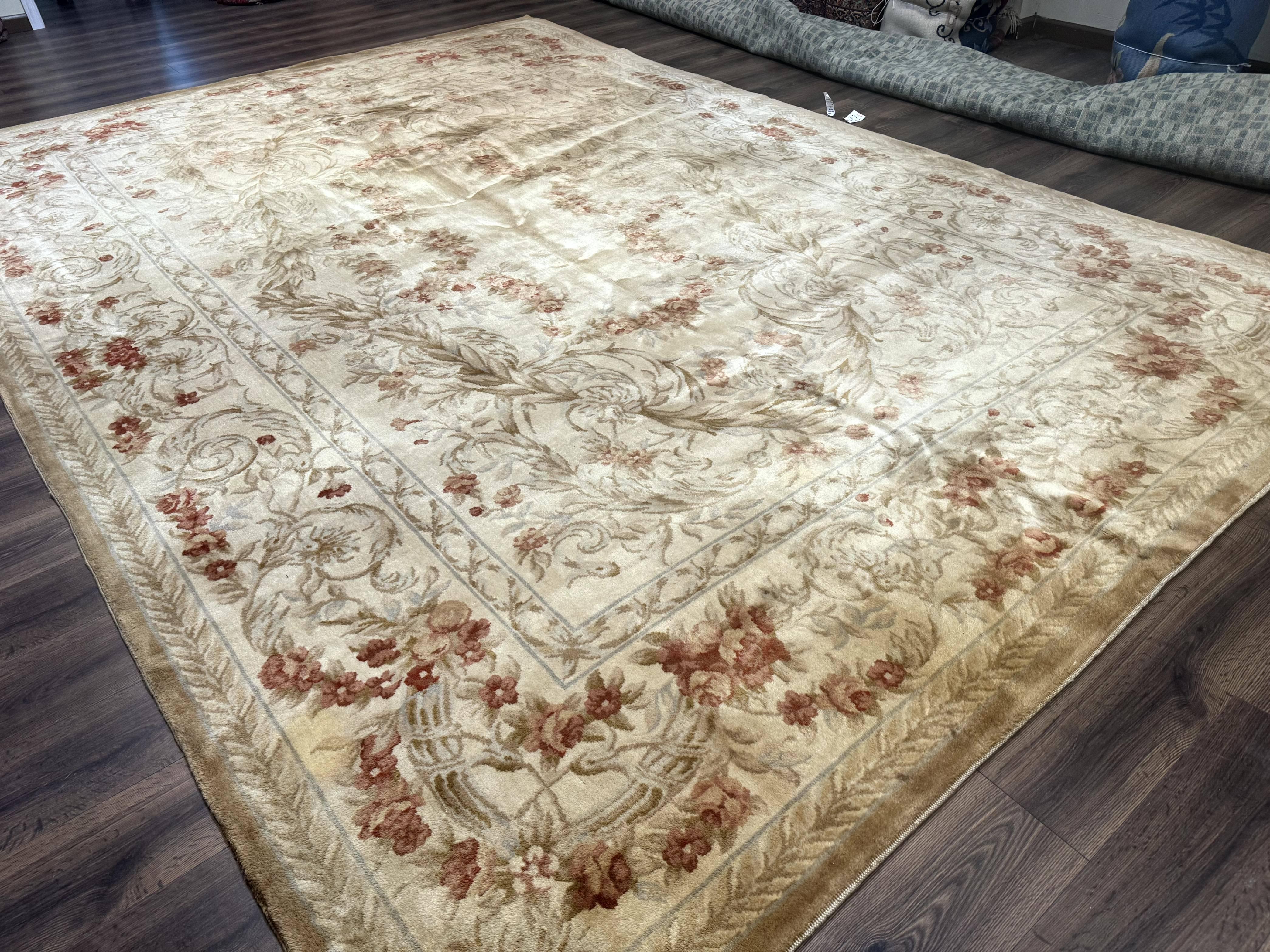 Chinese Aubusson Wool Rug 10x14, European Design, Thick Wool Pile - Image 12