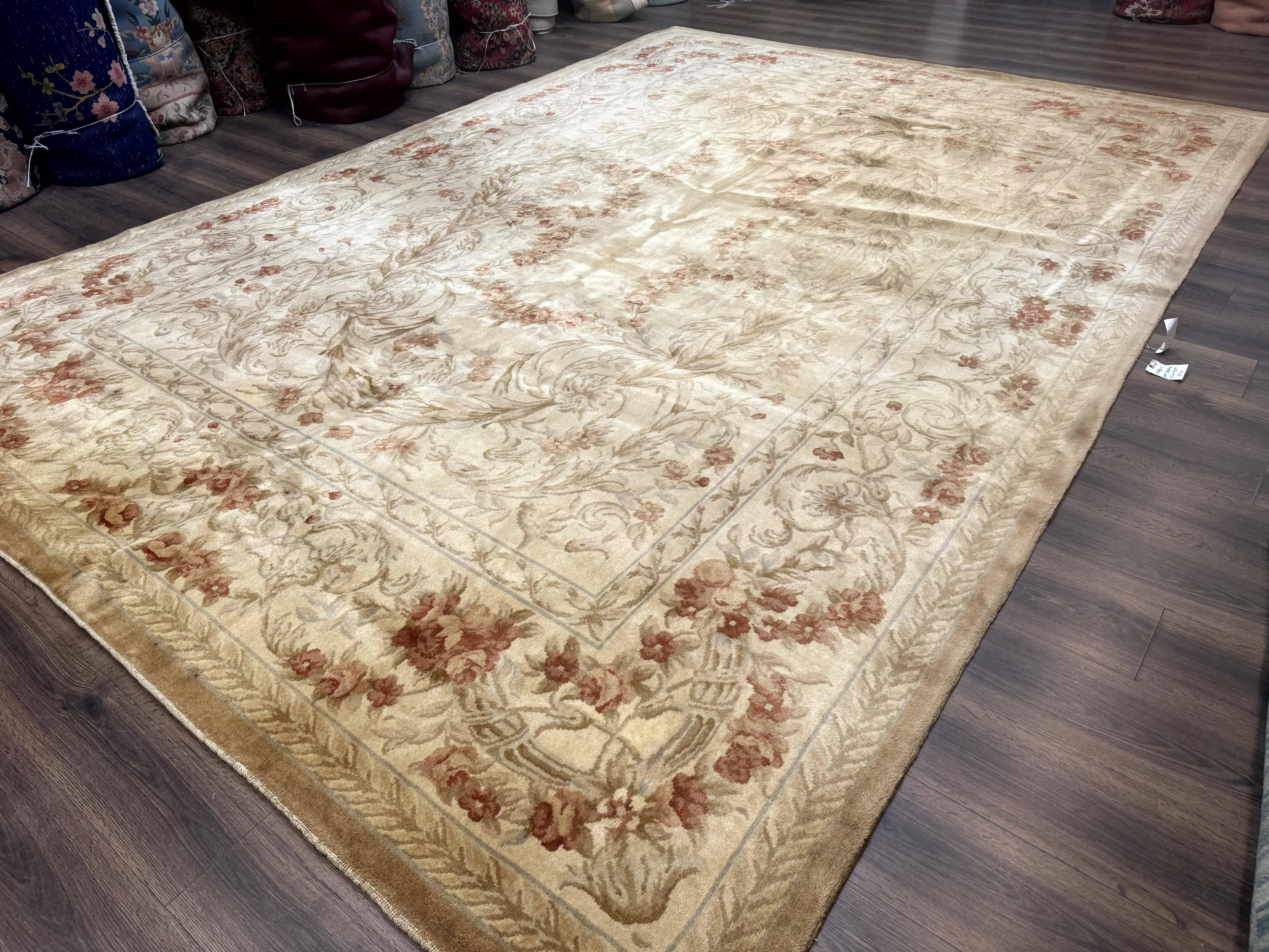 Chinese Aubusson Wool Rug 10x14, European Design, Thick Wool Pile - Image 2