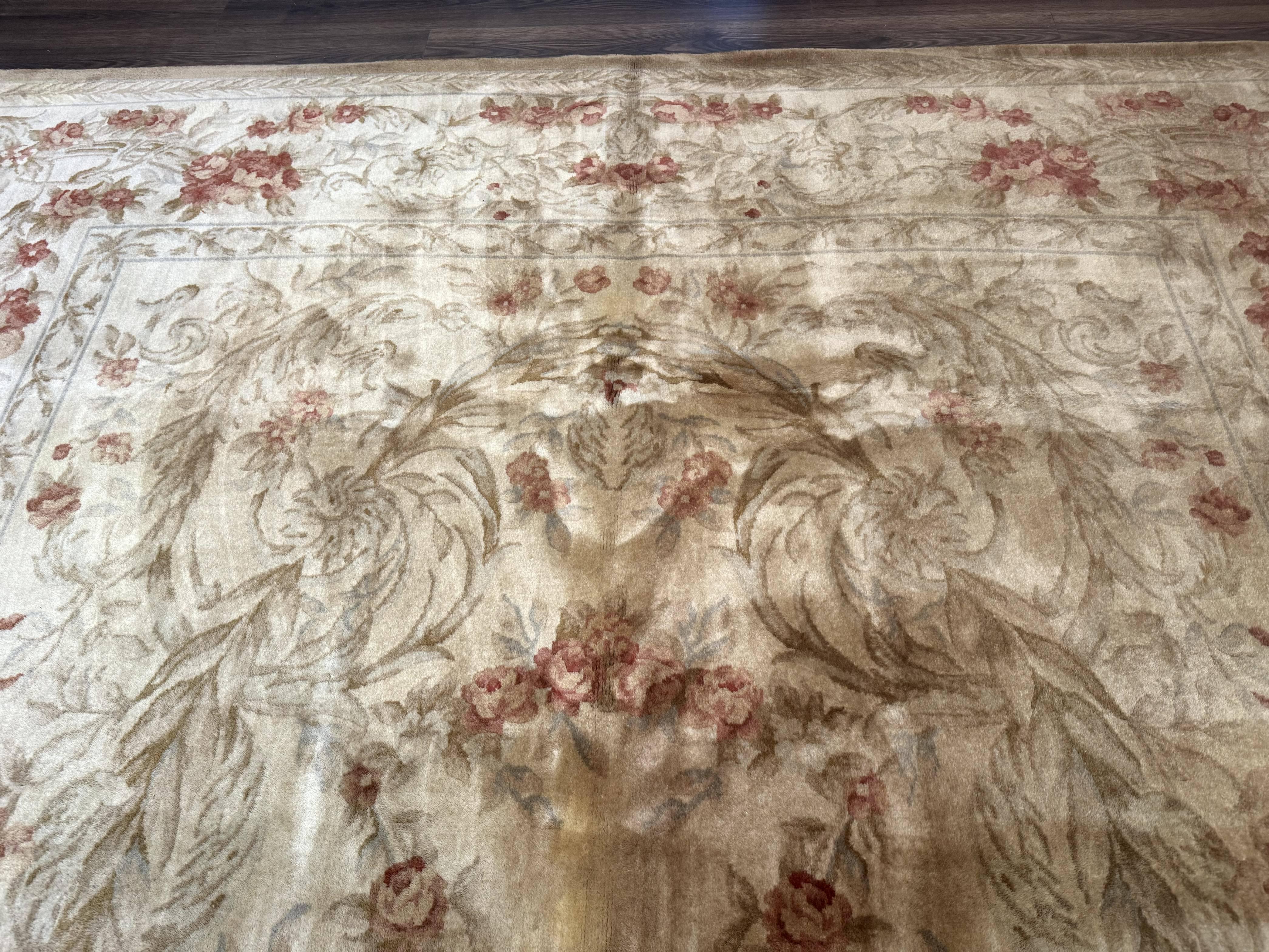 Chinese Aubusson Wool Rug 10x14, European Design, Thick Wool Pile - Image 3