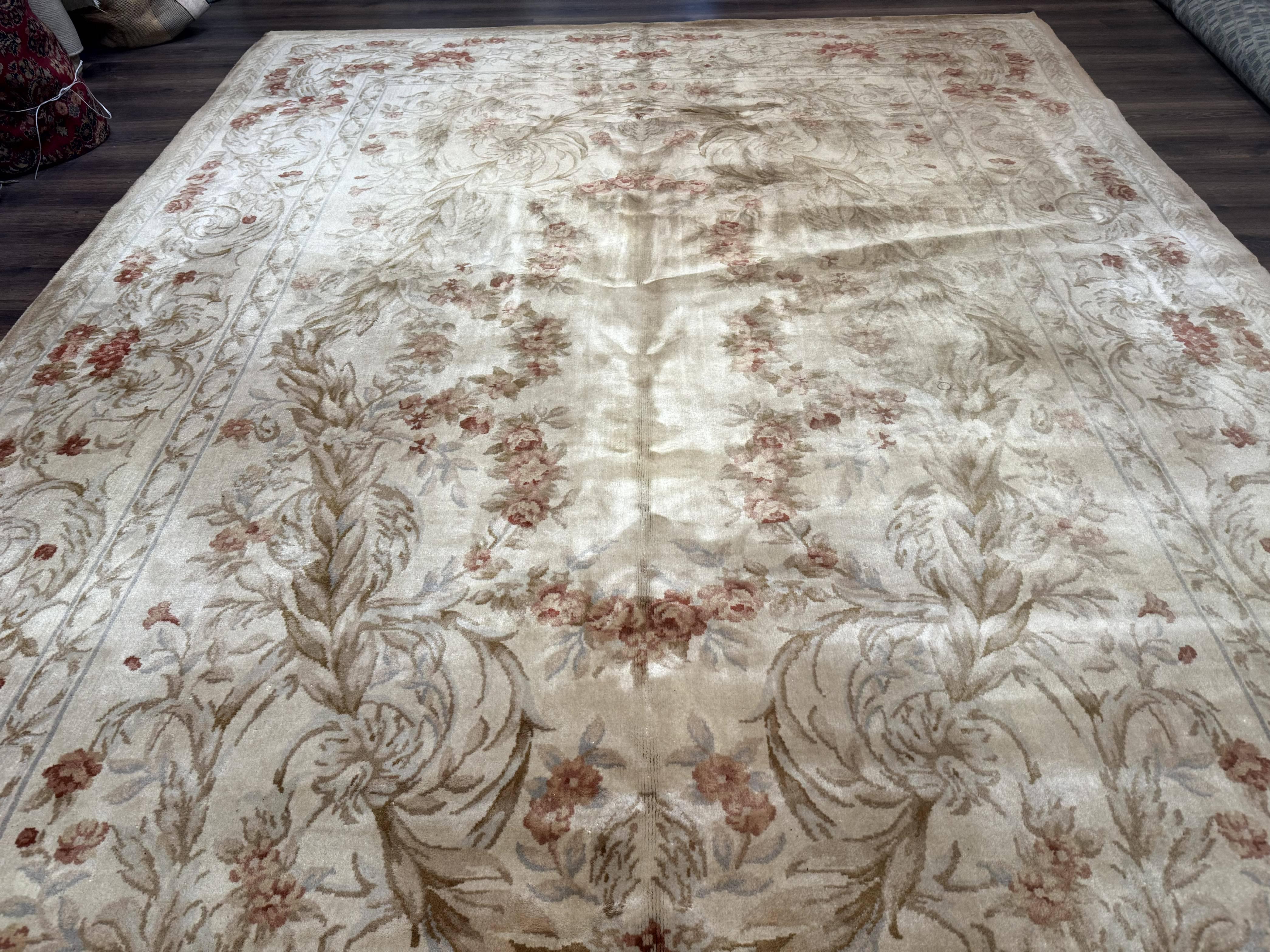 Chinese Aubusson Wool Rug 10x14, European Design, Thick Wool Pile - Image 4