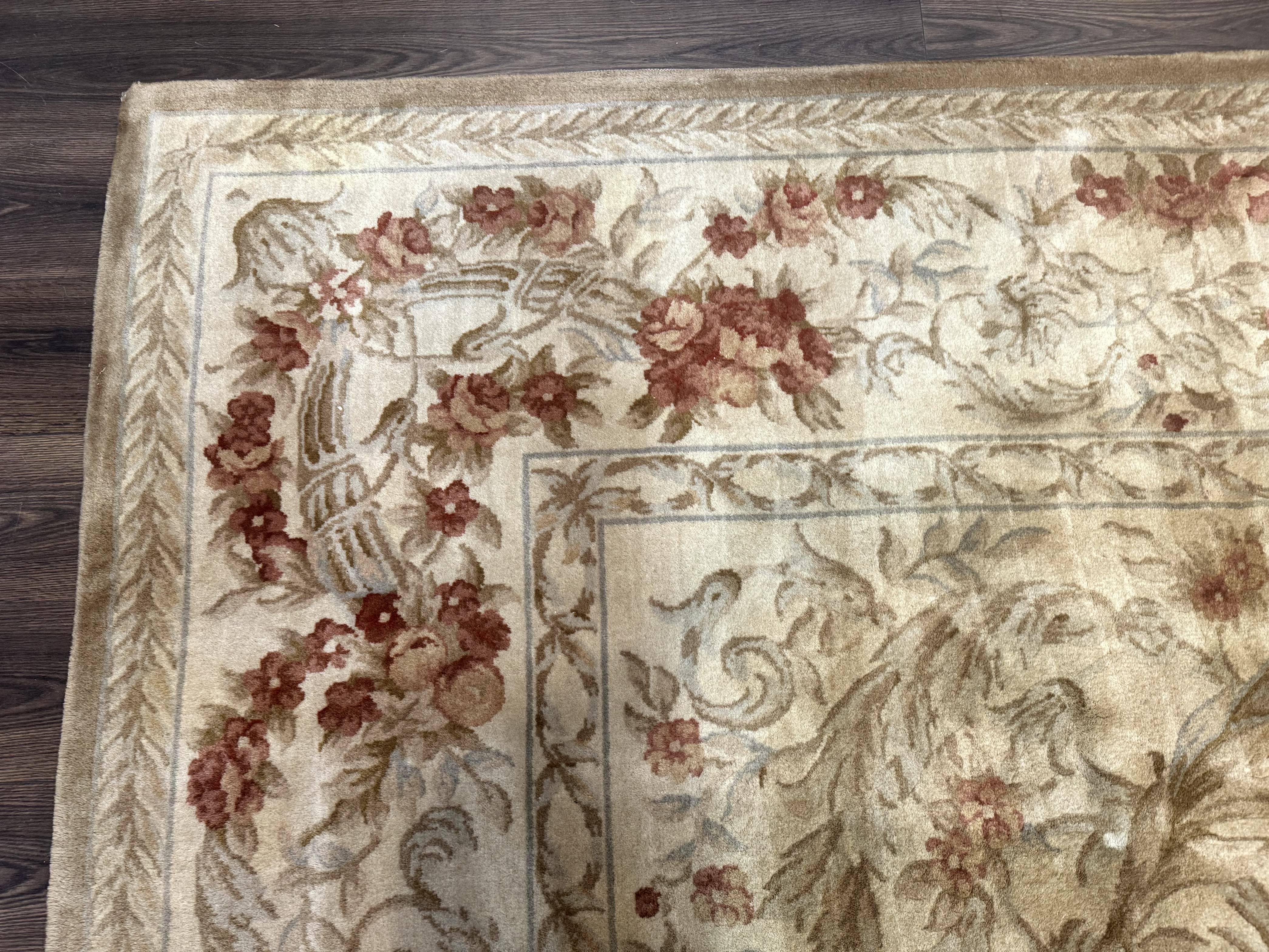 Chinese Aubusson Wool Rug 10x14, European Design, Thick Wool Pile - Image 6