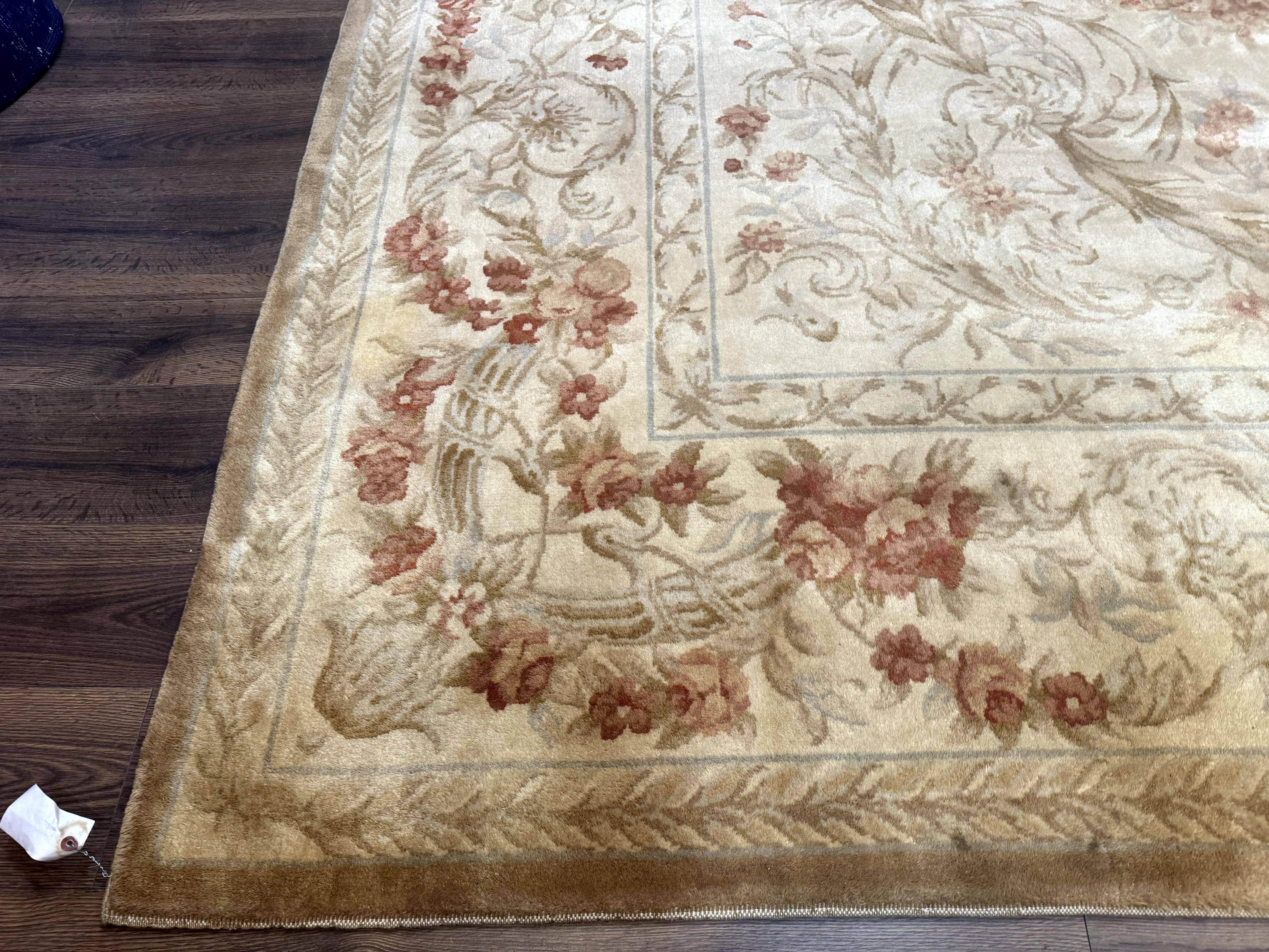 Chinese Aubusson Wool Rug 10x14, European Design, Thick Wool Pile - Image 8