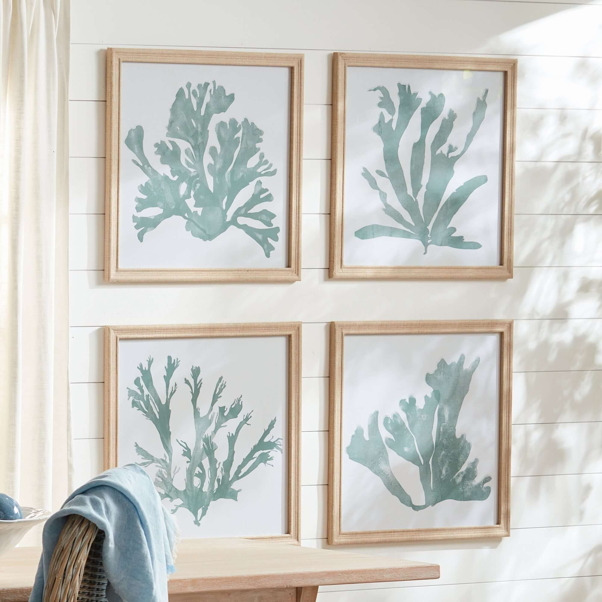 Coastal Framed Coral Silhouette Prints in Natural Wood Frames (Set of 4) - Image 6