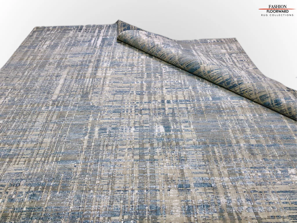 Contemporary wool/bamboo (8'00"x10'00") blue/gray - Image 8