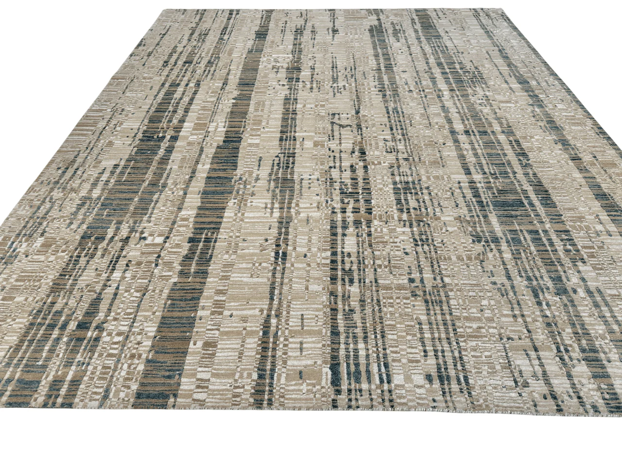 Contemporary wool/bamboo (8'00"x10'00") gold/ivory/teal - Image 7