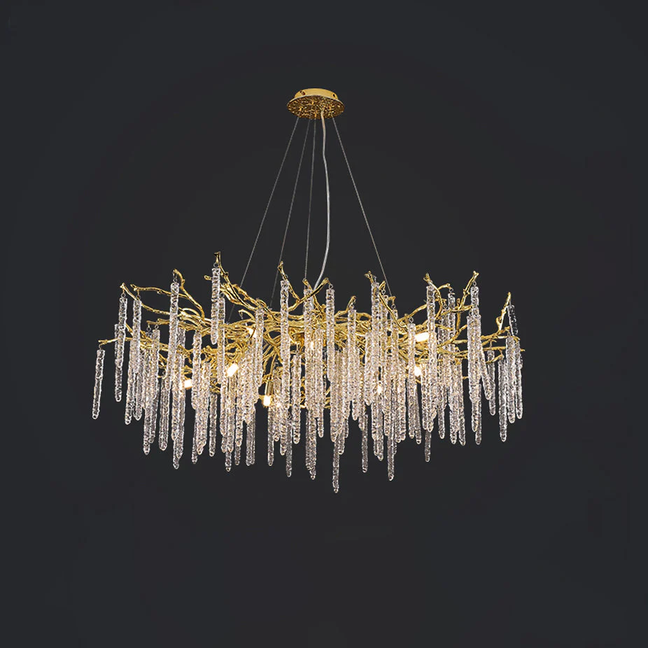 Crystal Icicles Branch Brass Chandelier - Image 14