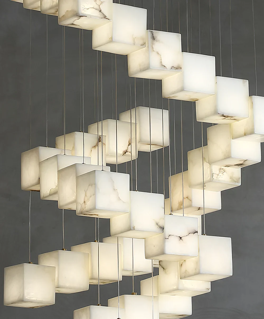 Cube Alabaster Staircase Chandelier - Image 23