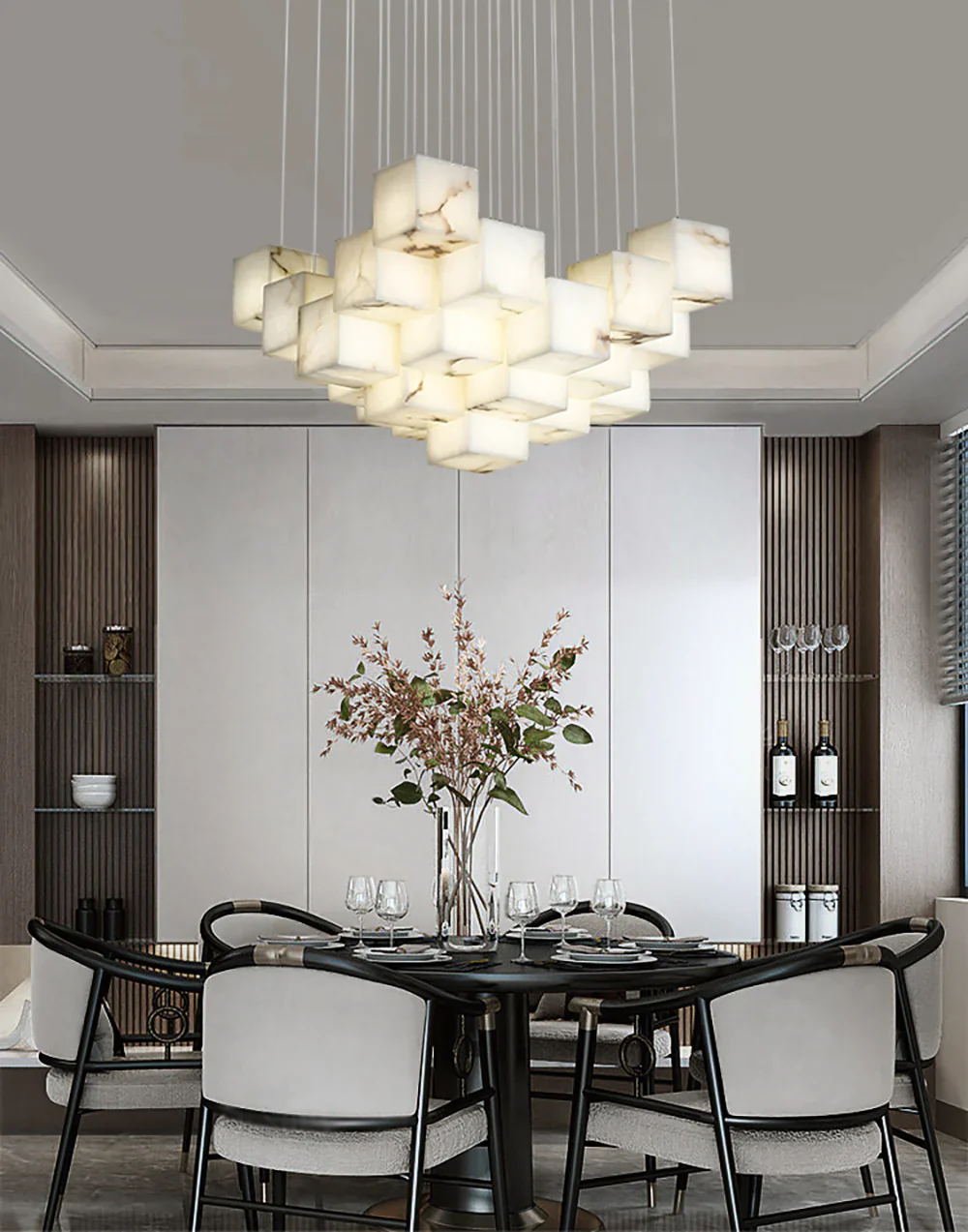 Cube Alabaster Staircase Chandelier - Image 5