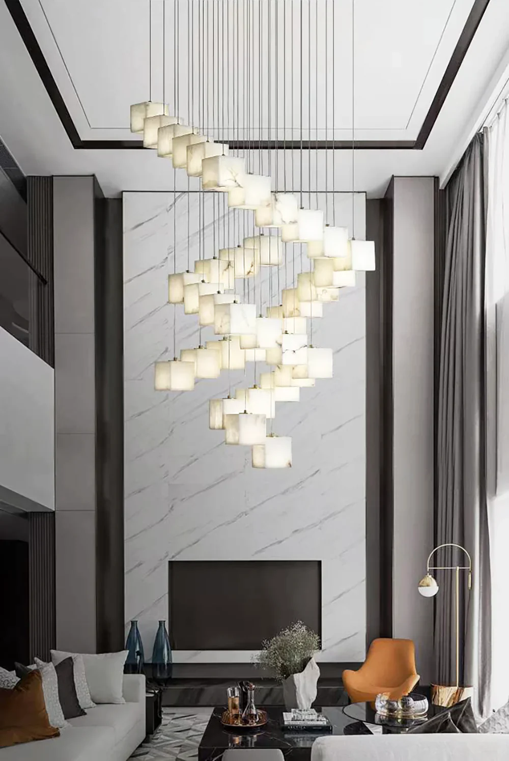Cube Alabaster Staircase Chandelier - Image 6