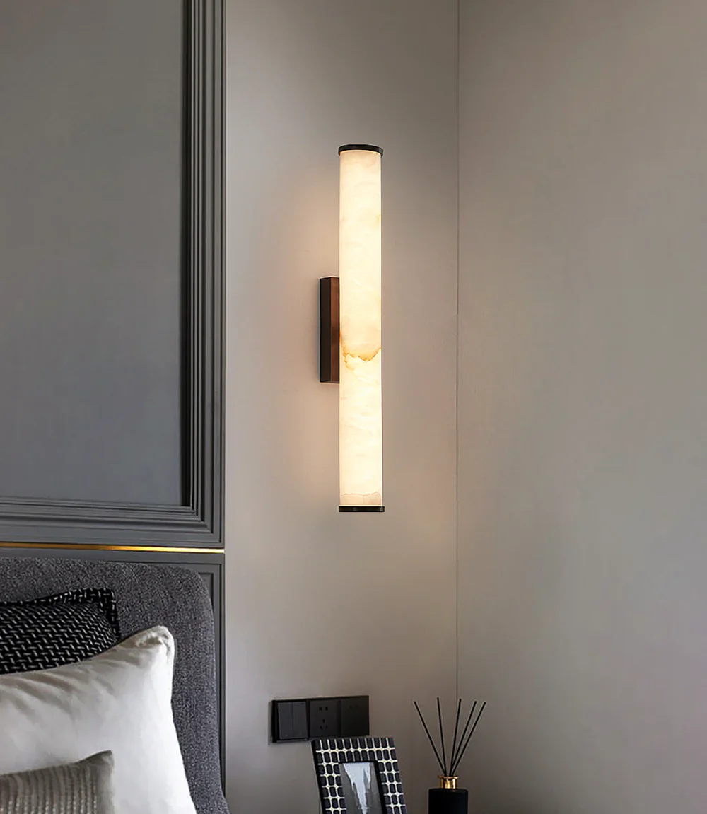Cylindrical Callisto Alabaster Wall Lamp - Image 11